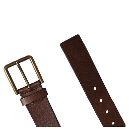 Men Brown Classic Leather Metal Buckle Belt