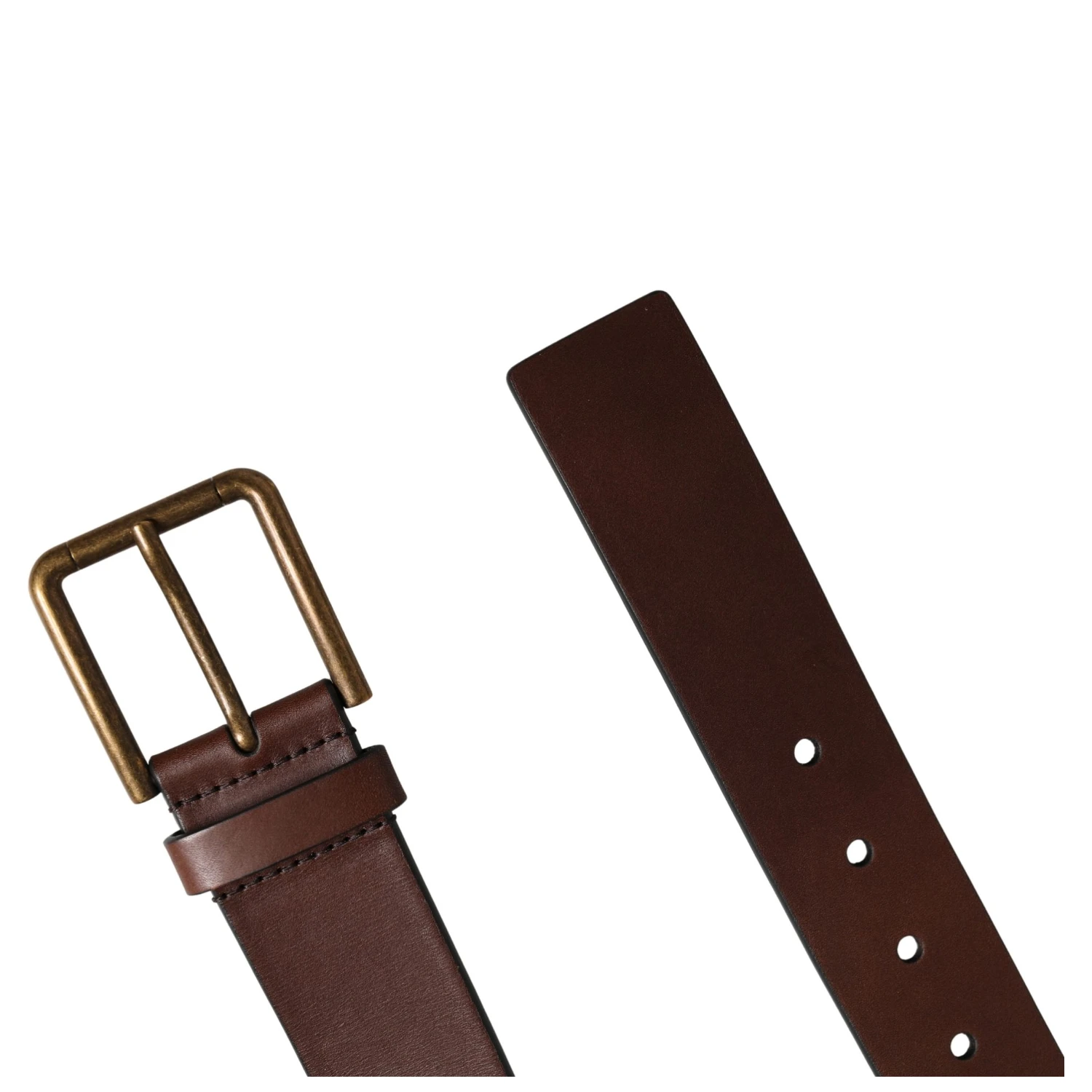 Men Brown Classic Leather Metal Buckle Belt