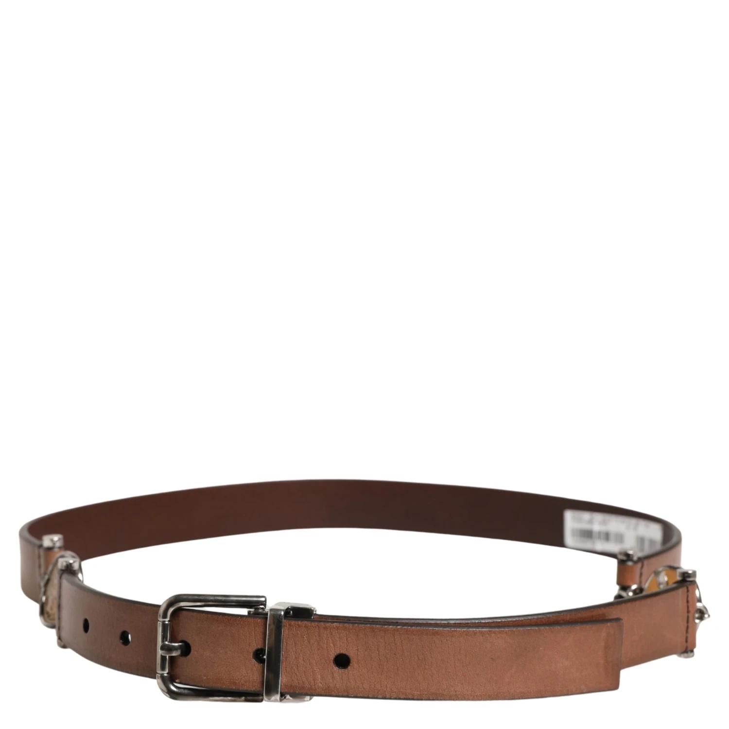 Men Brown Classic Leather Metal Buckle Belt