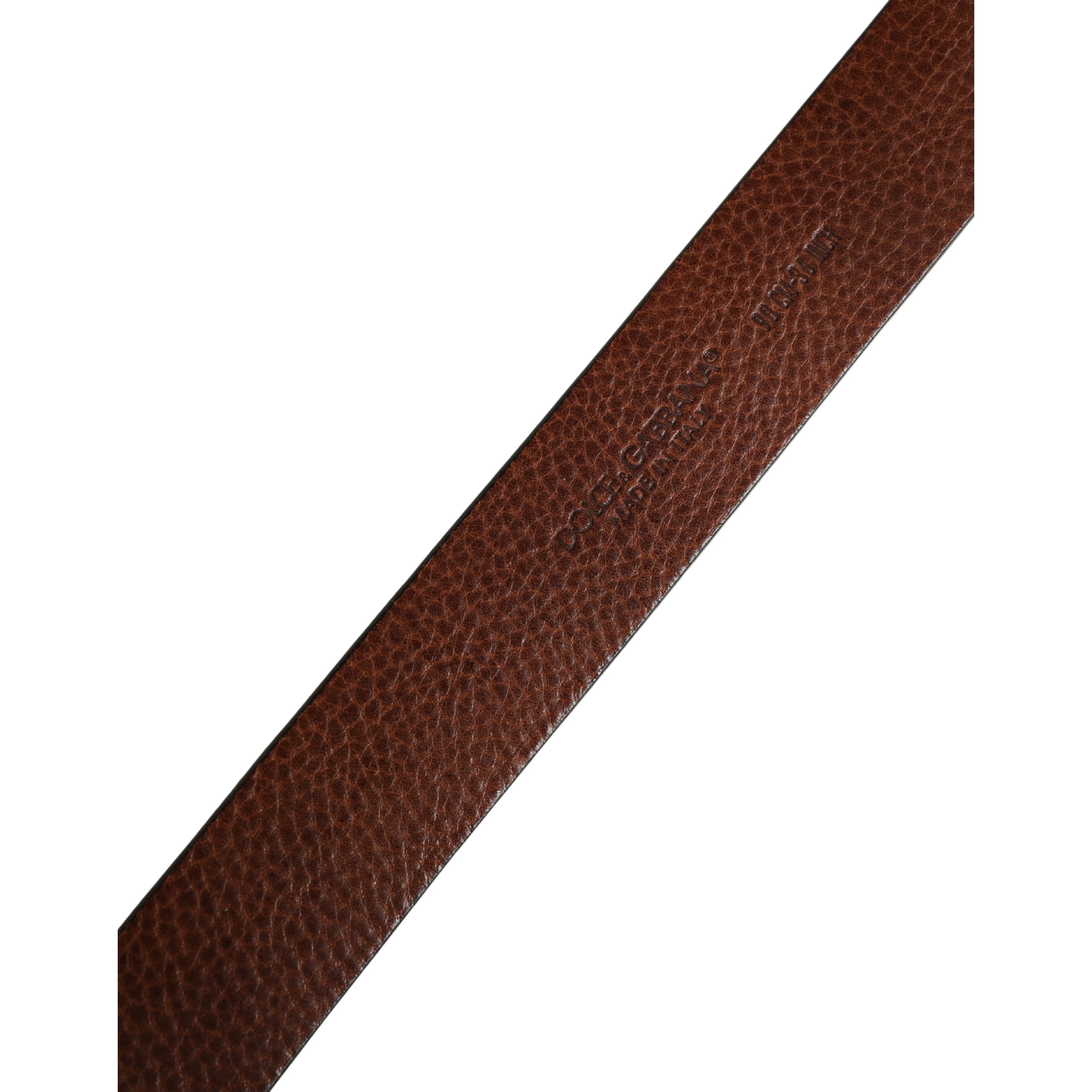 Men Brown Classic Leather Metal Buckle Belt
