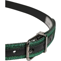 Men Green Lurex Polyester Metal Buckle Belt