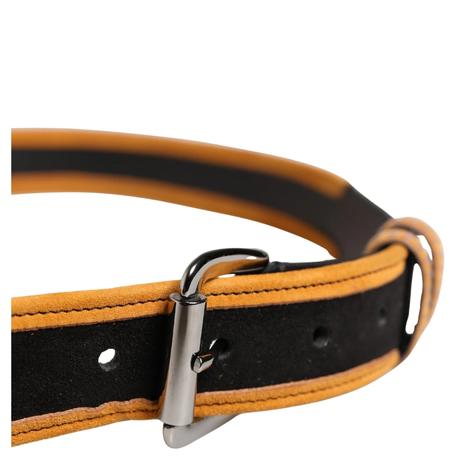 Men Black Orange Polyester Metal Buckle Belt