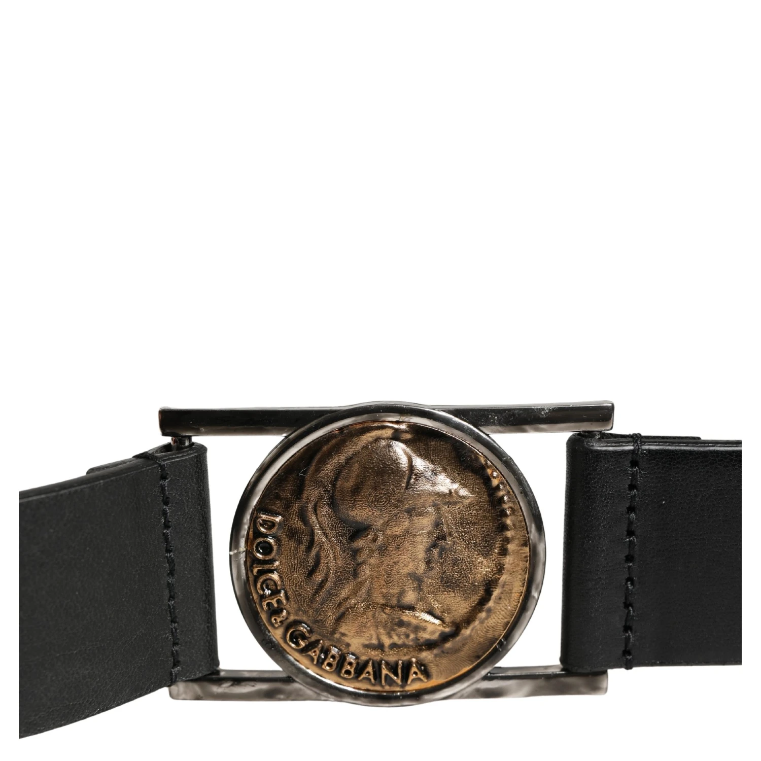 Men Black Classic Leather Metal Buckle Belt