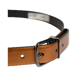 Men Brown Classic Leather Metal Buckle Belt