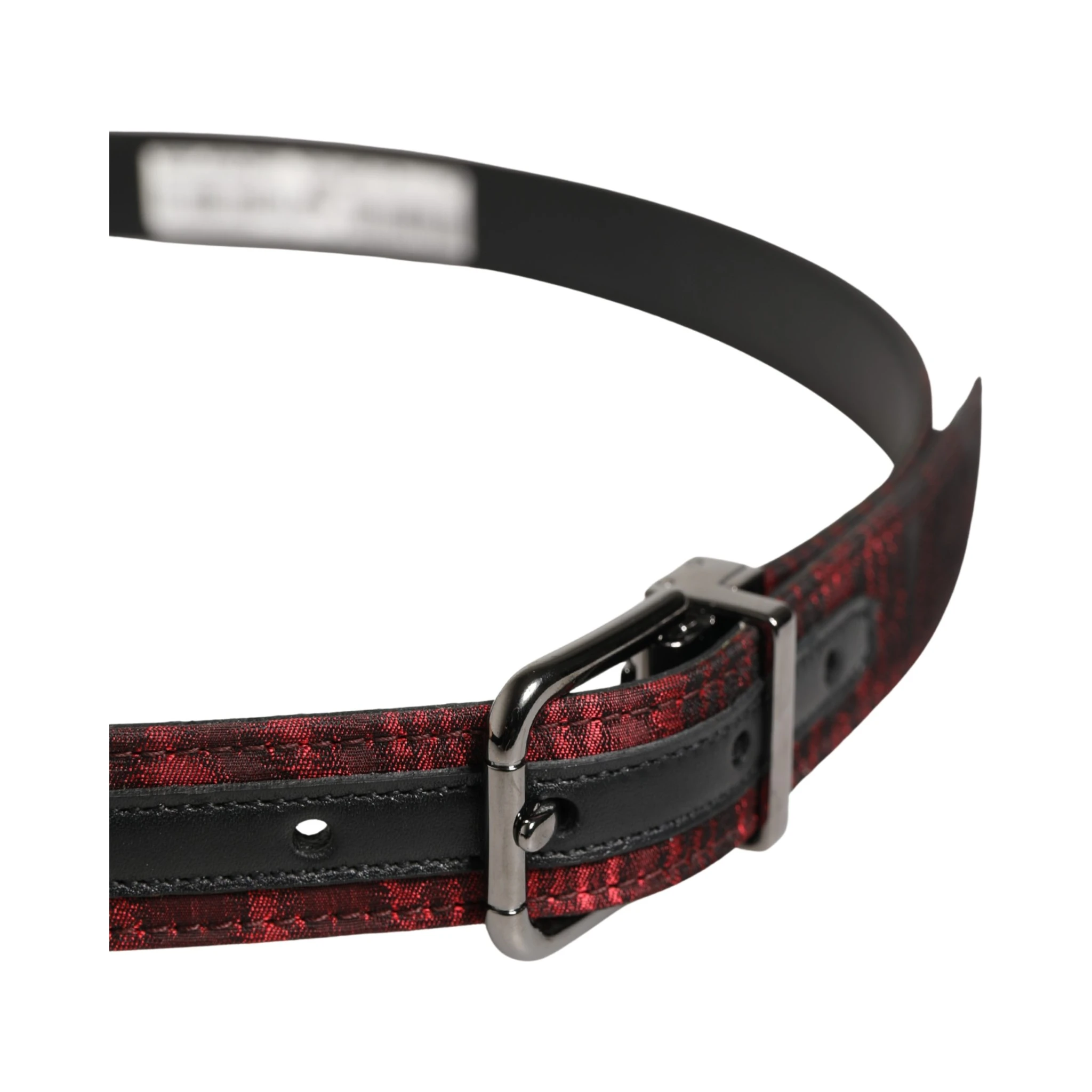 Men Red Jacquard Acetate Metal Buckle Belt