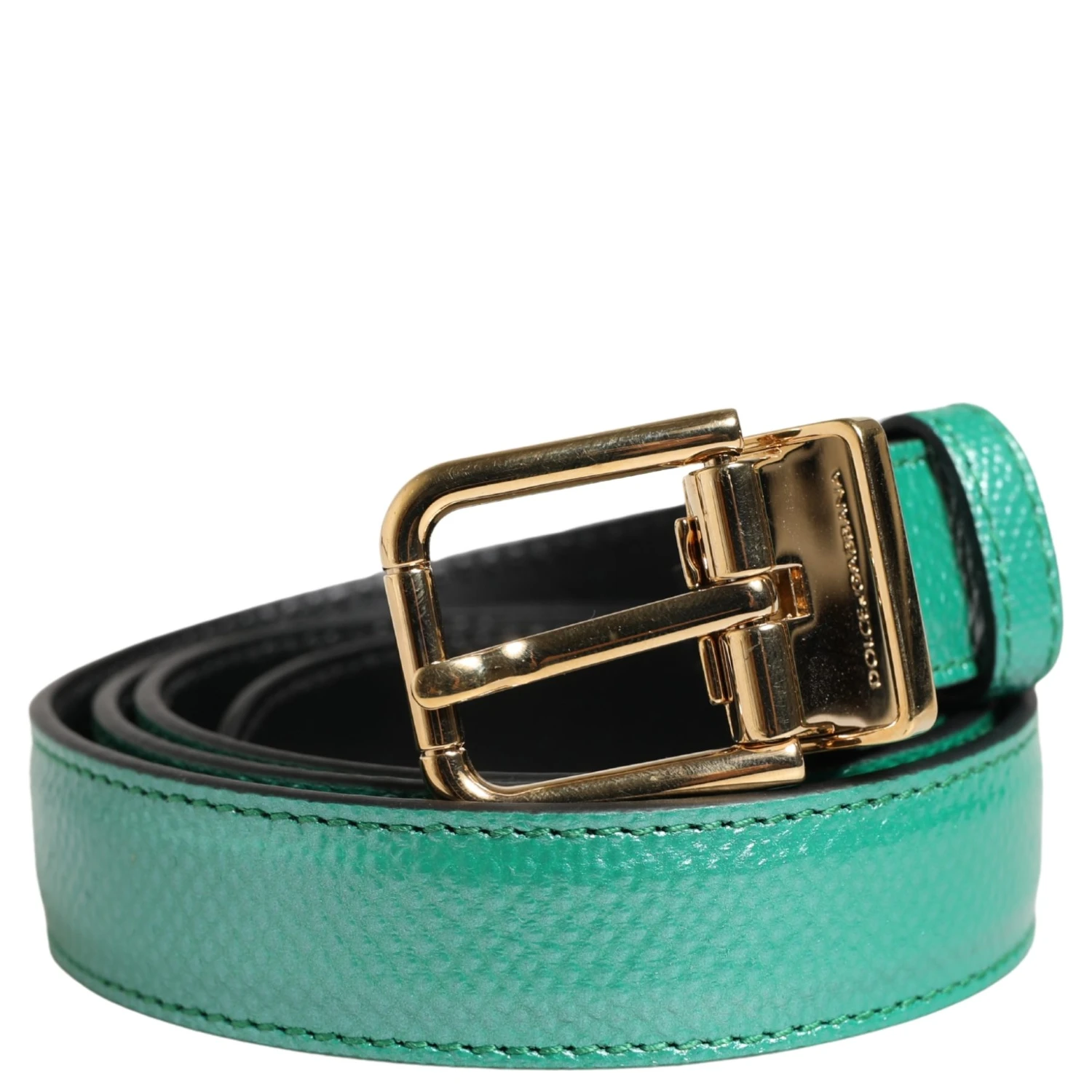 Men Green Classic Leather Metal Buckle Belt