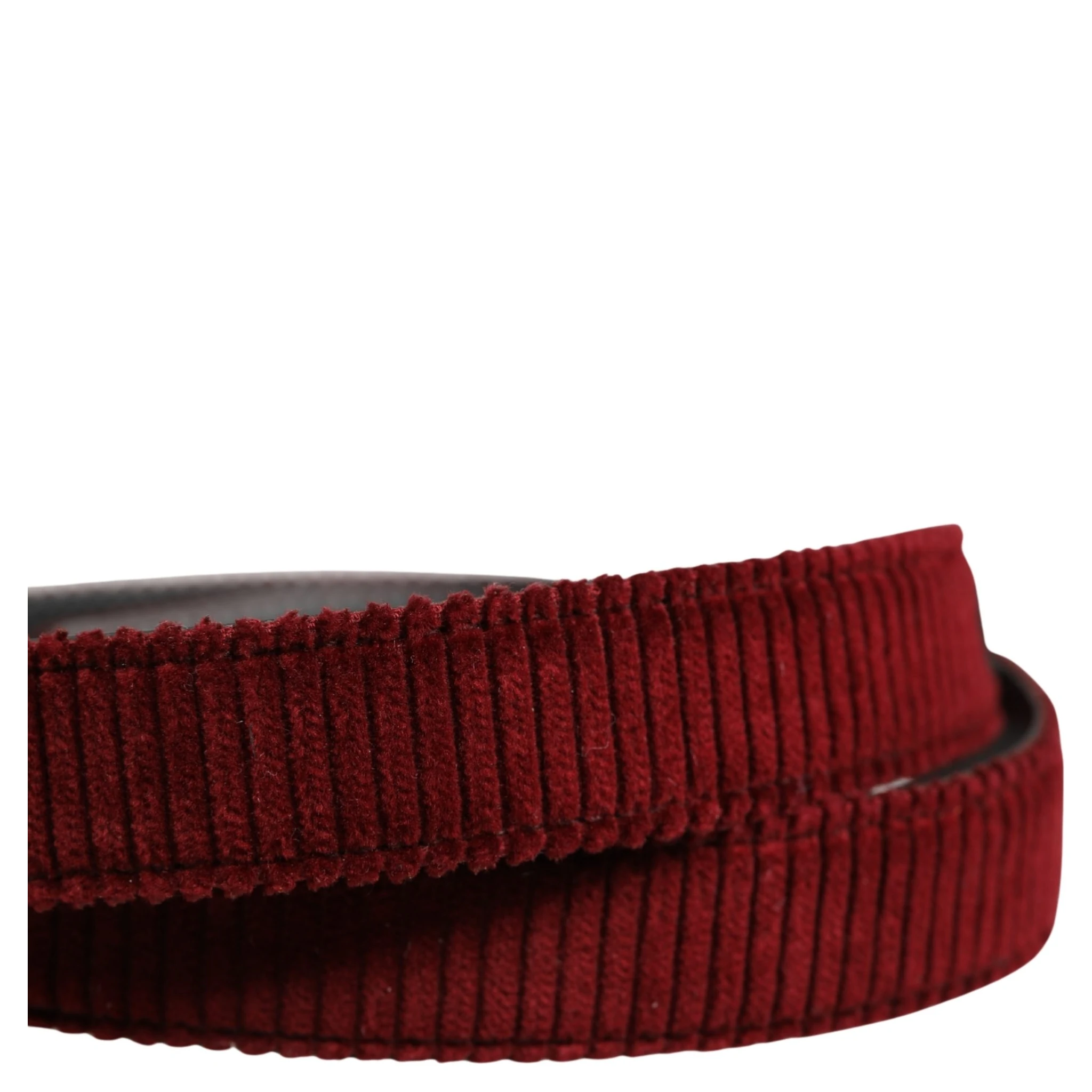 Men Red Velvet Leather Metal Buckle Belt
