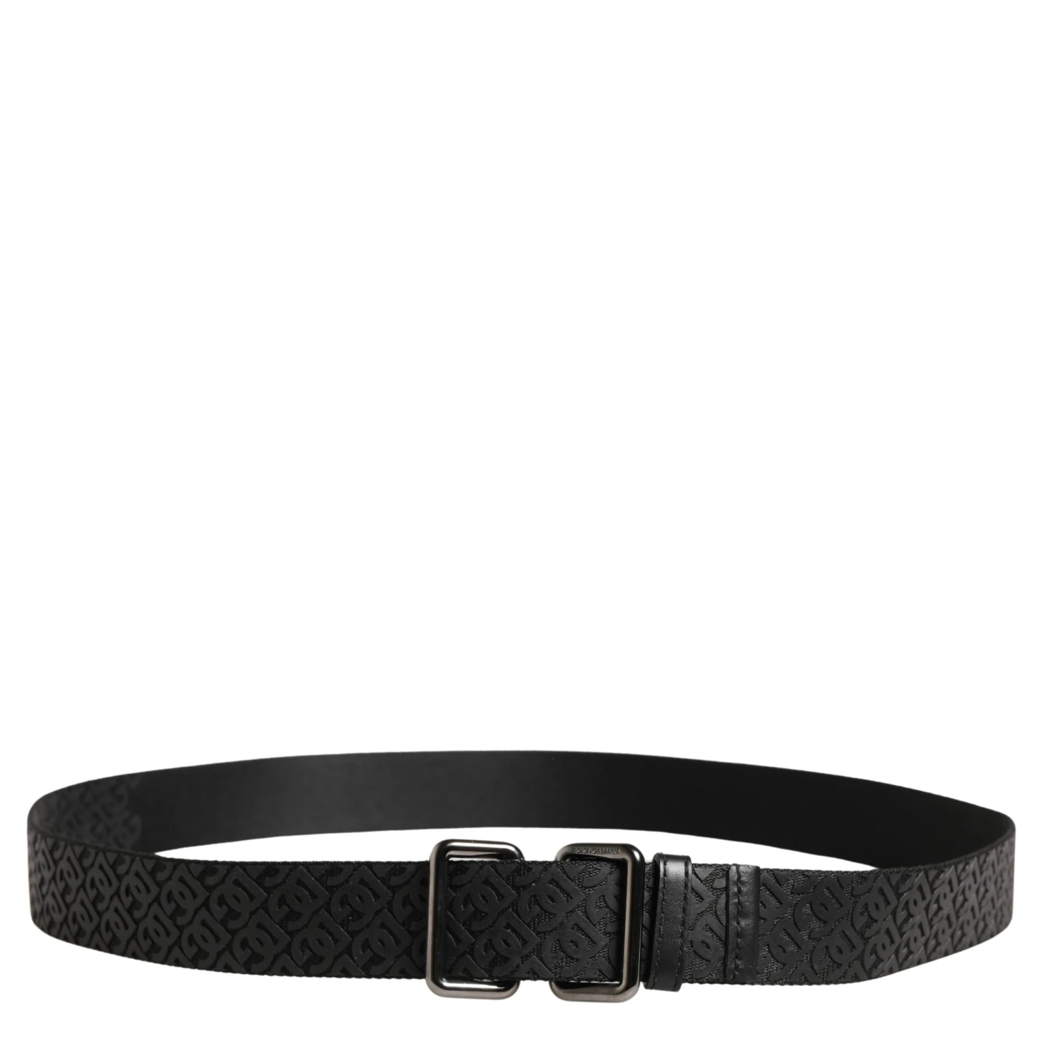 Men Black DG Logo Polyester Metal Buckle Belt