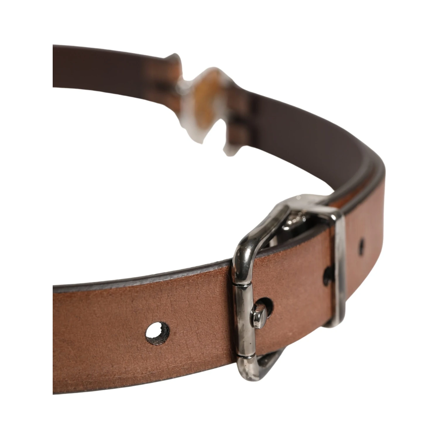 Men Brown Classic Leather Metal Buckle Belt
