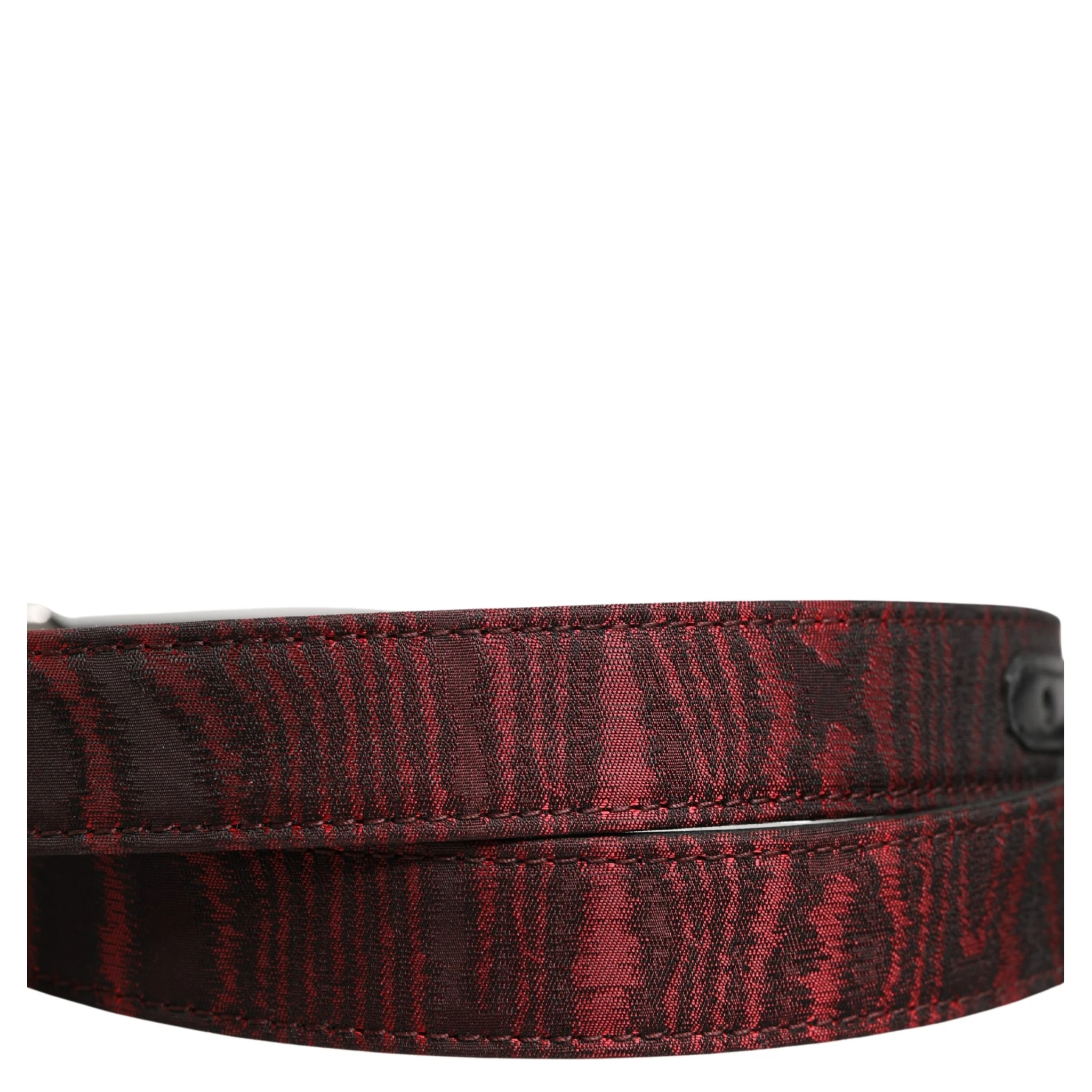 Men Red Jacquard Acetate Metal Buckle Belt