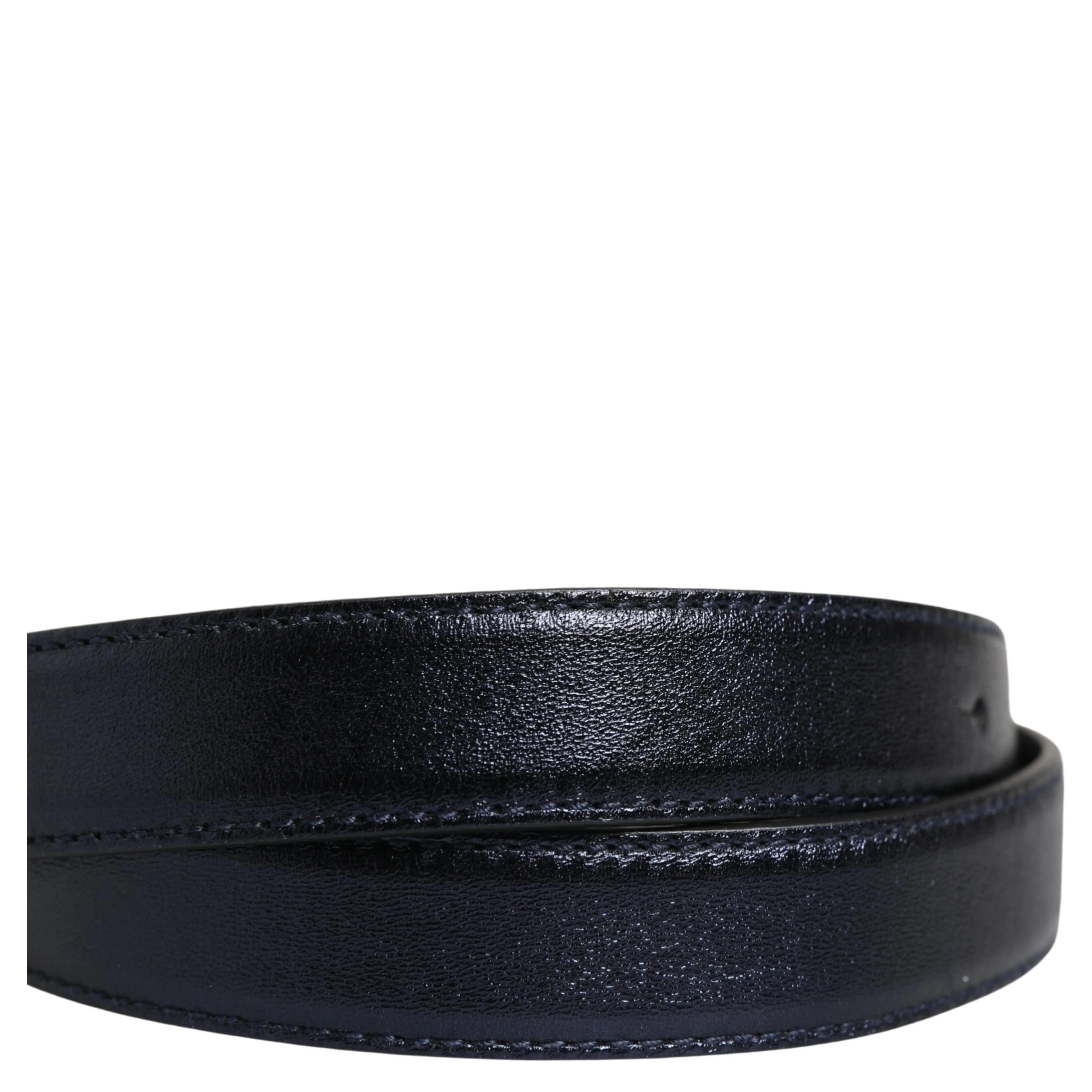 Men Black Classic Leather Square Buckle Belt