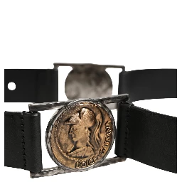 Men Black Classic Leather Metal Buckle Belt