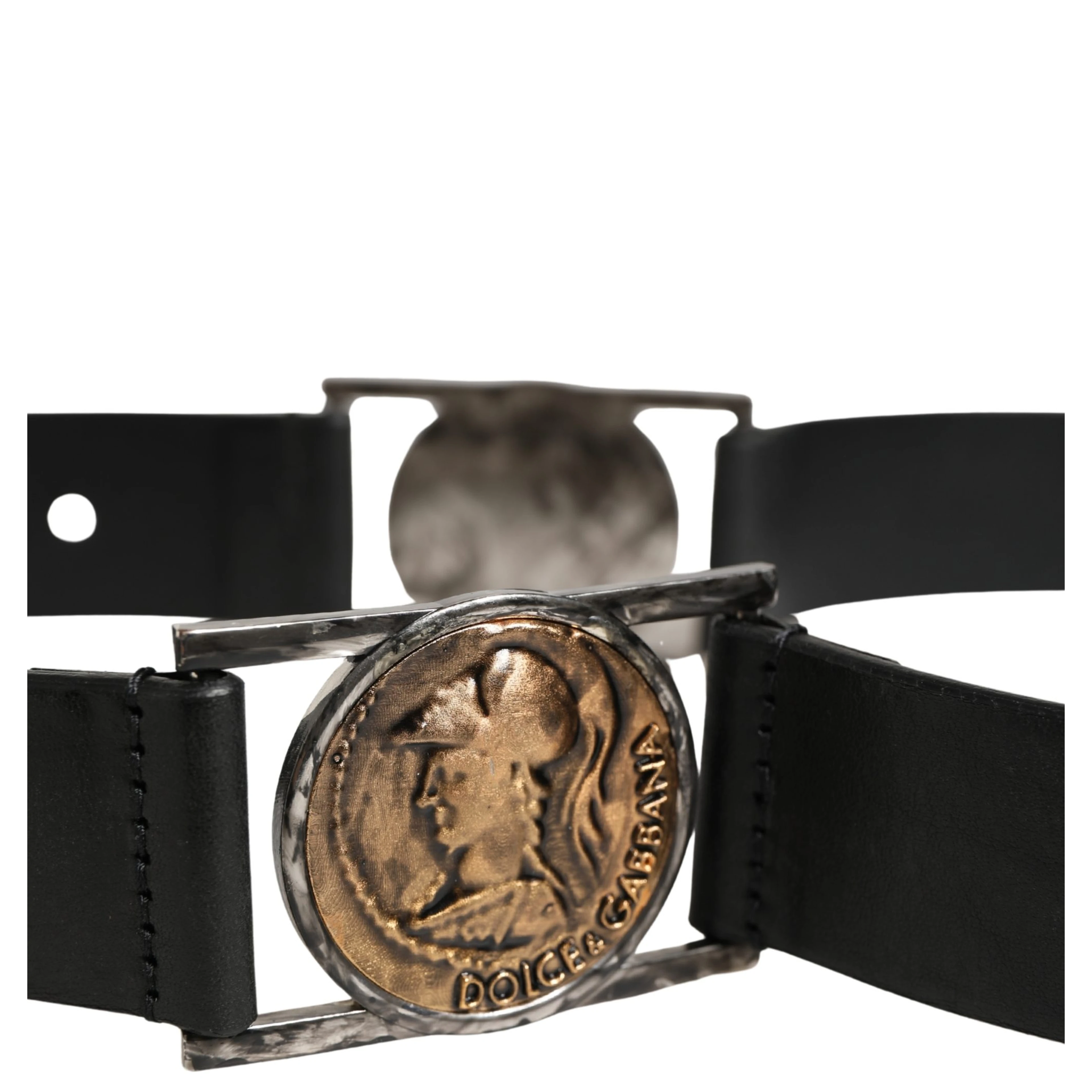 Men Black Classic Leather Metal Buckle Belt