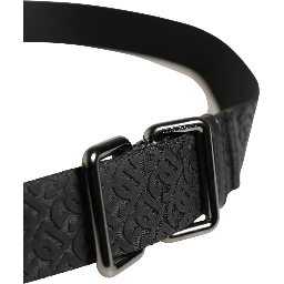 Men Black DG Logo Polyester Metal Buckle Belt
