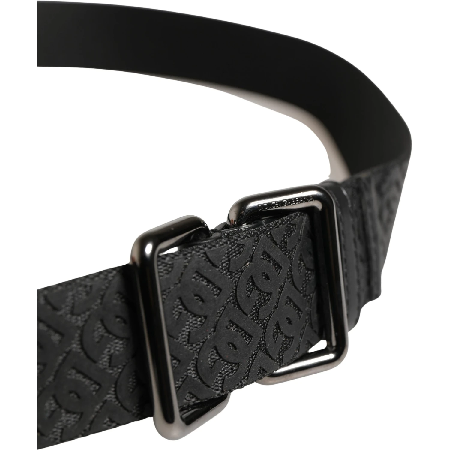 Men Black DG Logo Polyester Metal Buckle Belt
