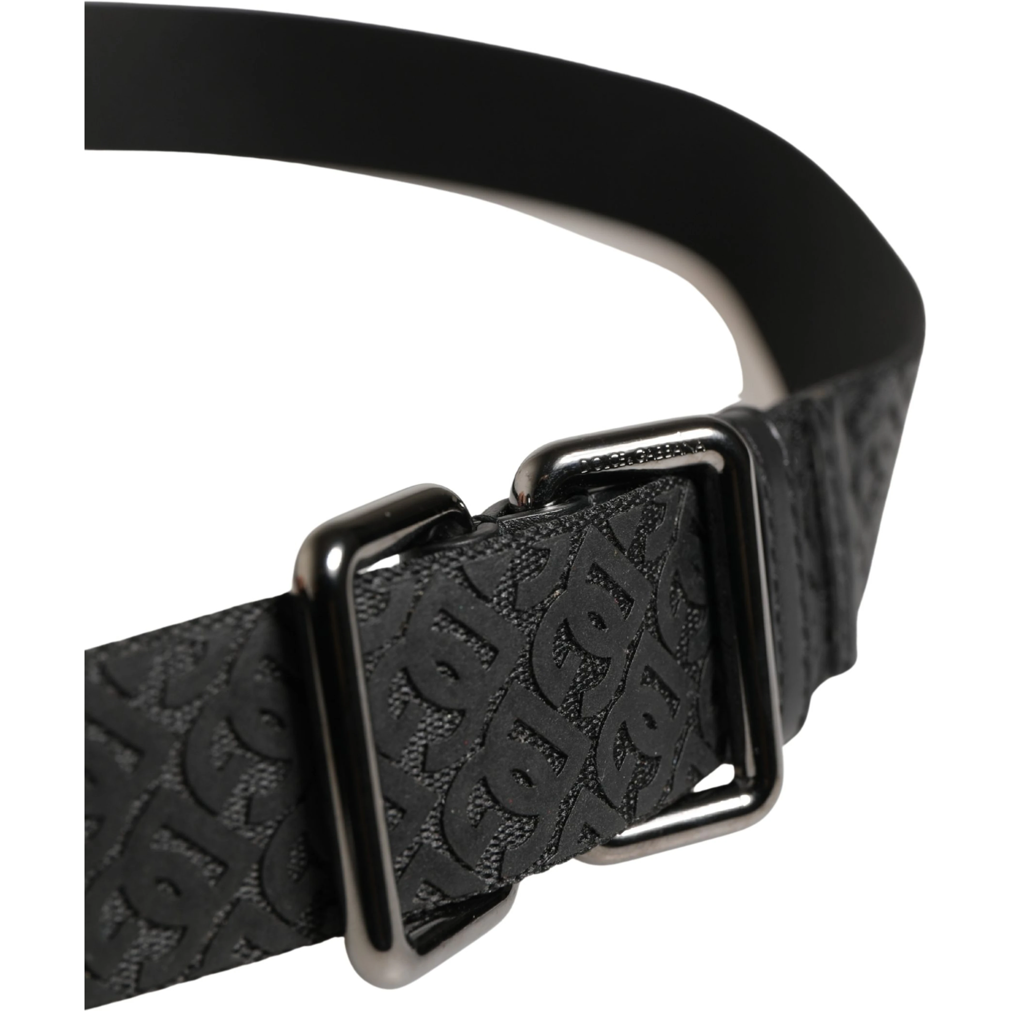 Men Black DG Logo Polyester Metal Buckle Belt
