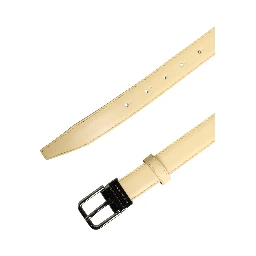 Men Yellow Classic Leather Metal Buckle Belt