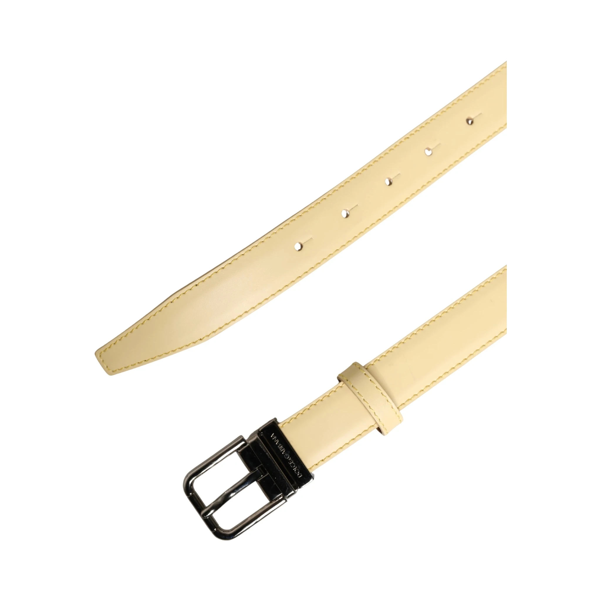Men Yellow Classic Leather Metal Buckle Belt