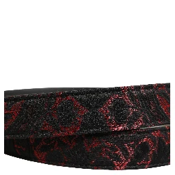 Black Red Polyester Silver Metal Buckle Belt