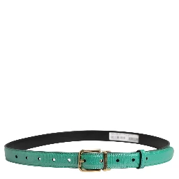 Men Green Classic Leather Metal Buckle Belt