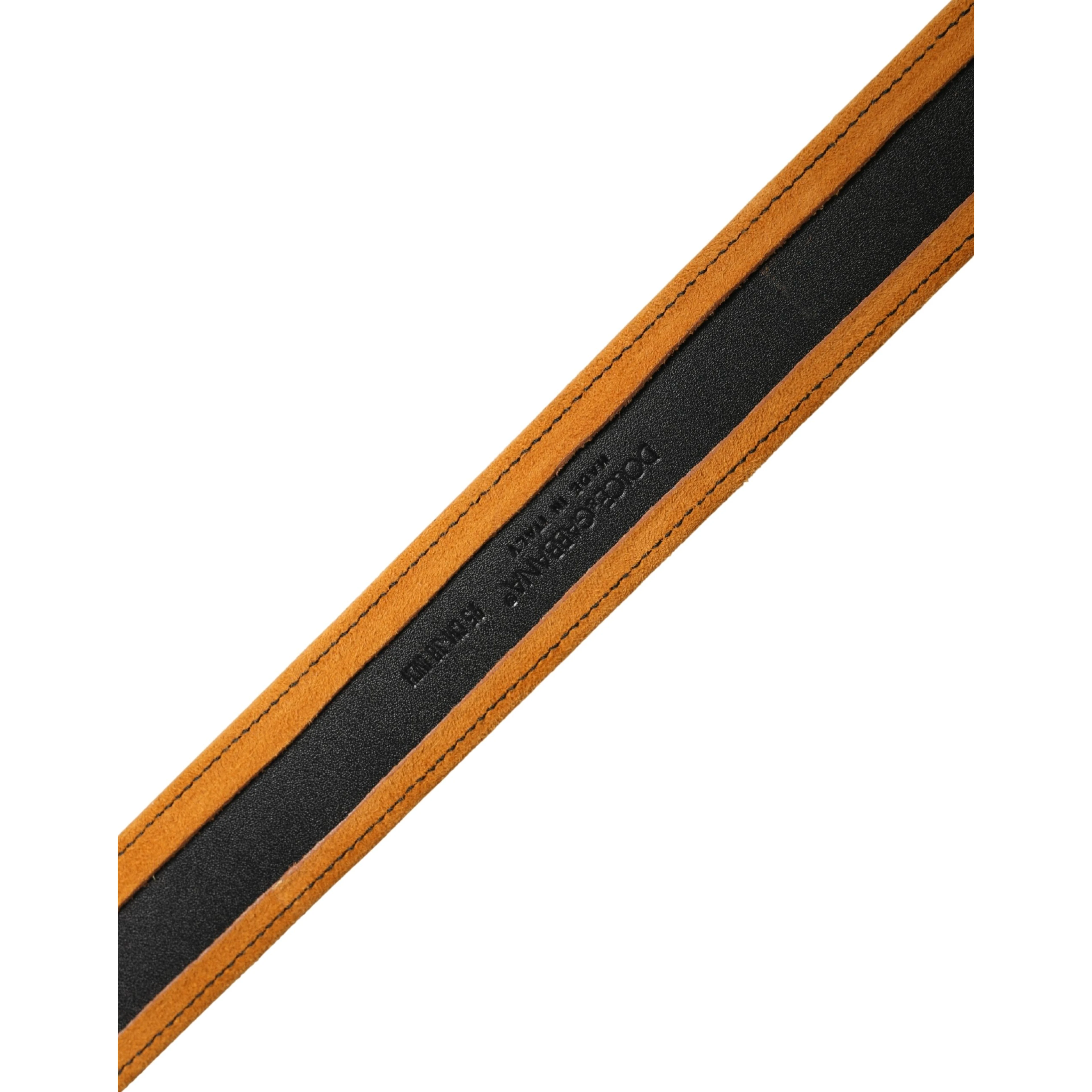 Men Black Orange Polyester Metal Buckle Belt