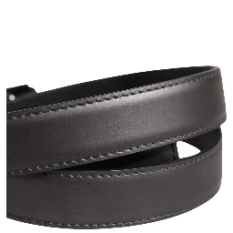 Men Silver Classic Leather Square Buckle Belt