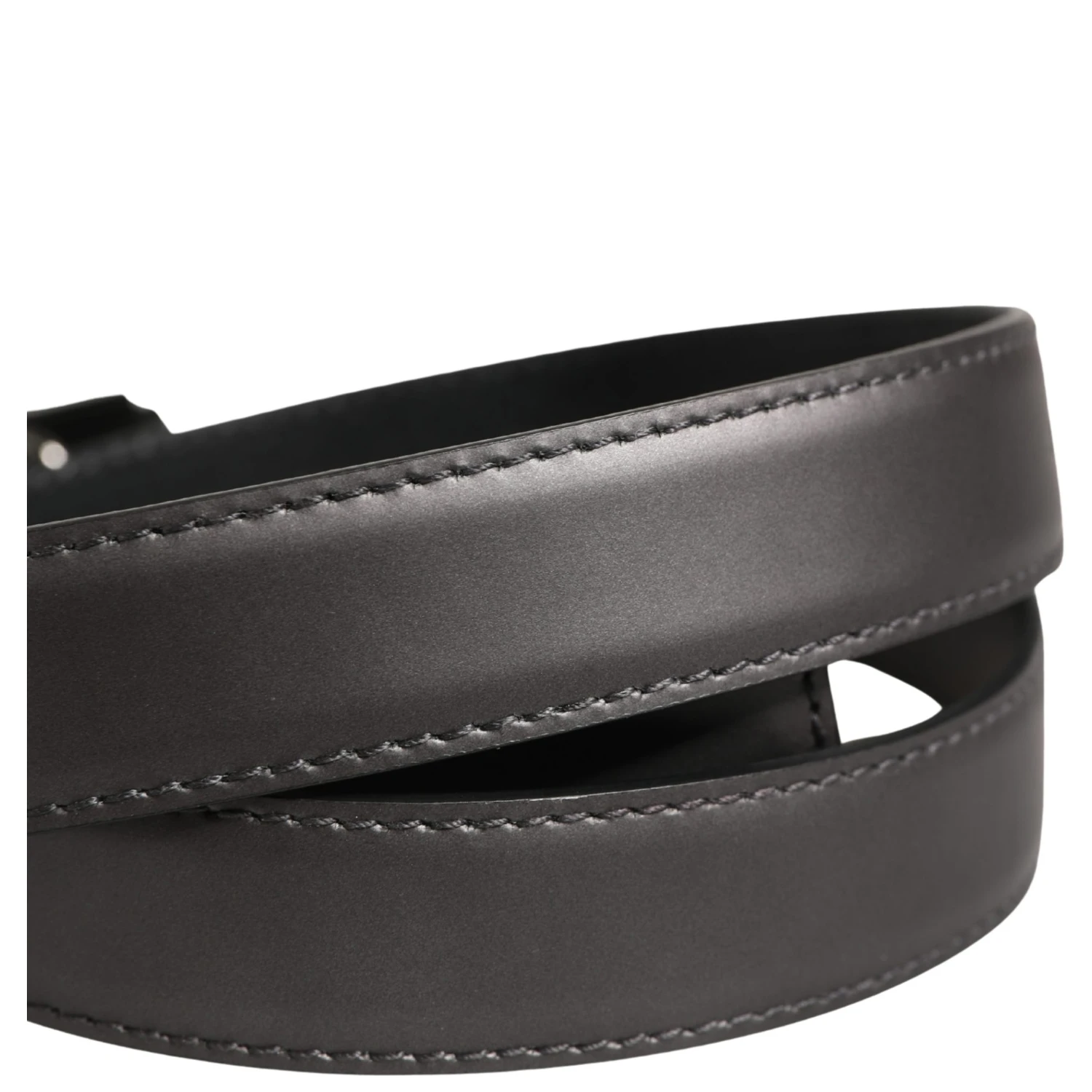 Men Silver Classic Leather Square Buckle Belt