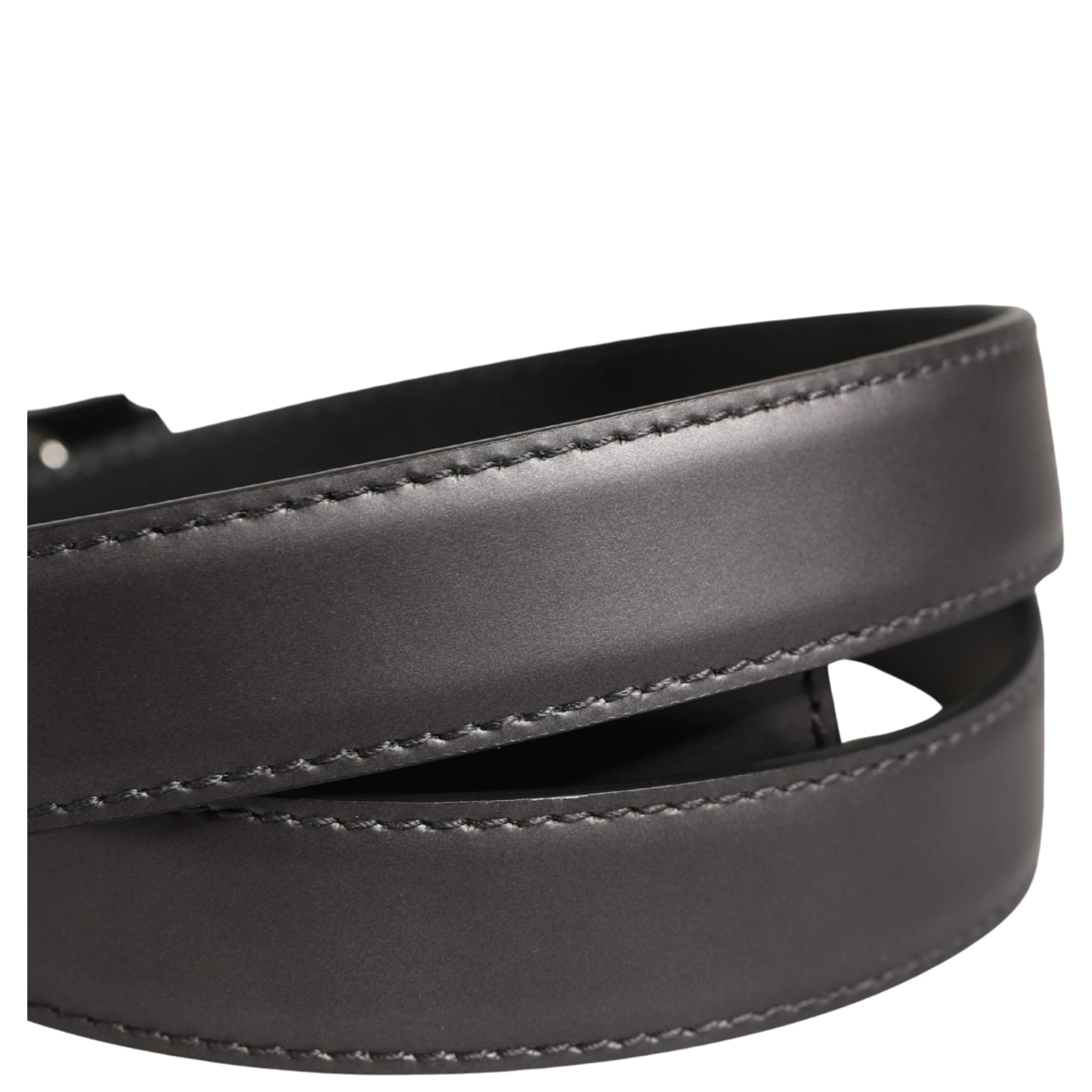 Men Silver Classic Leather Square Buckle Belt