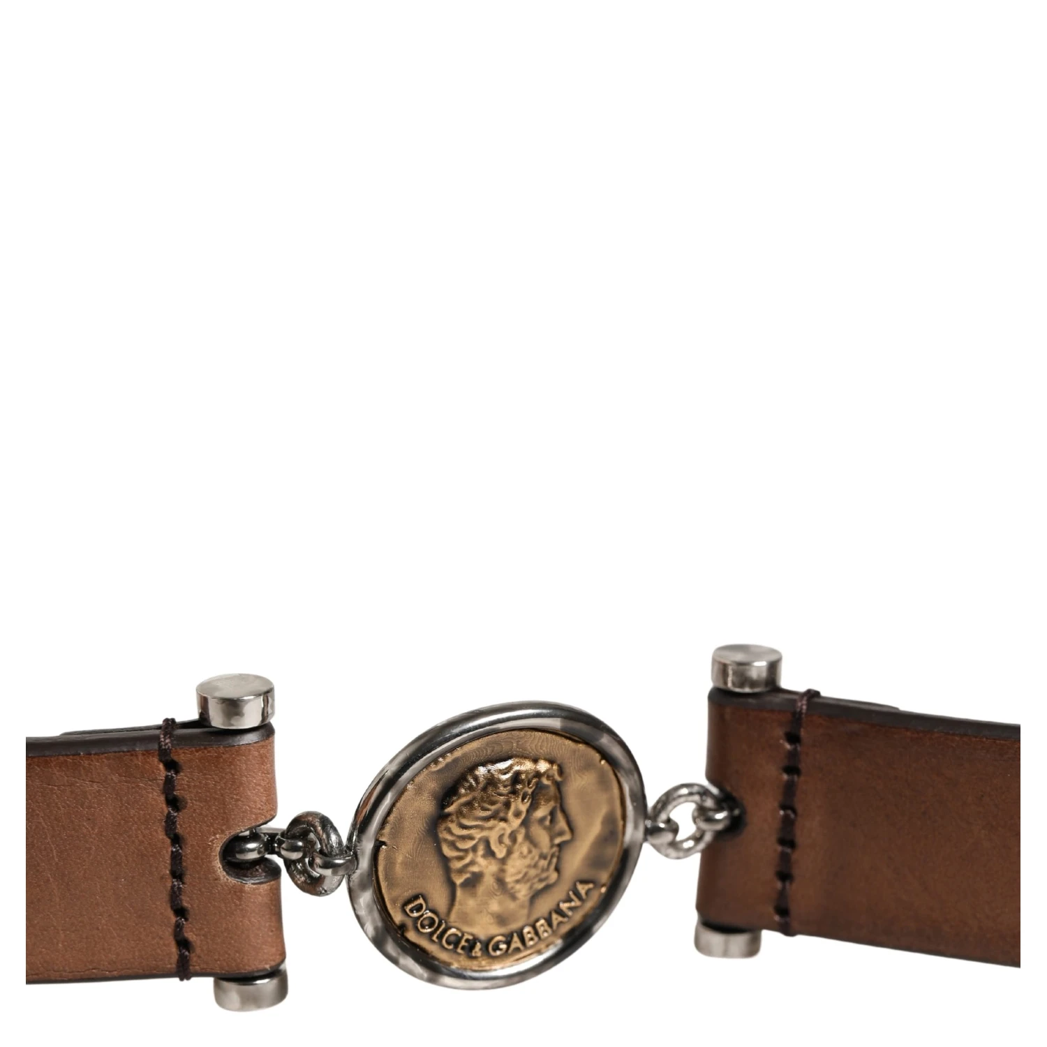 Men Brown Classic Leather Metal Buckle Belt