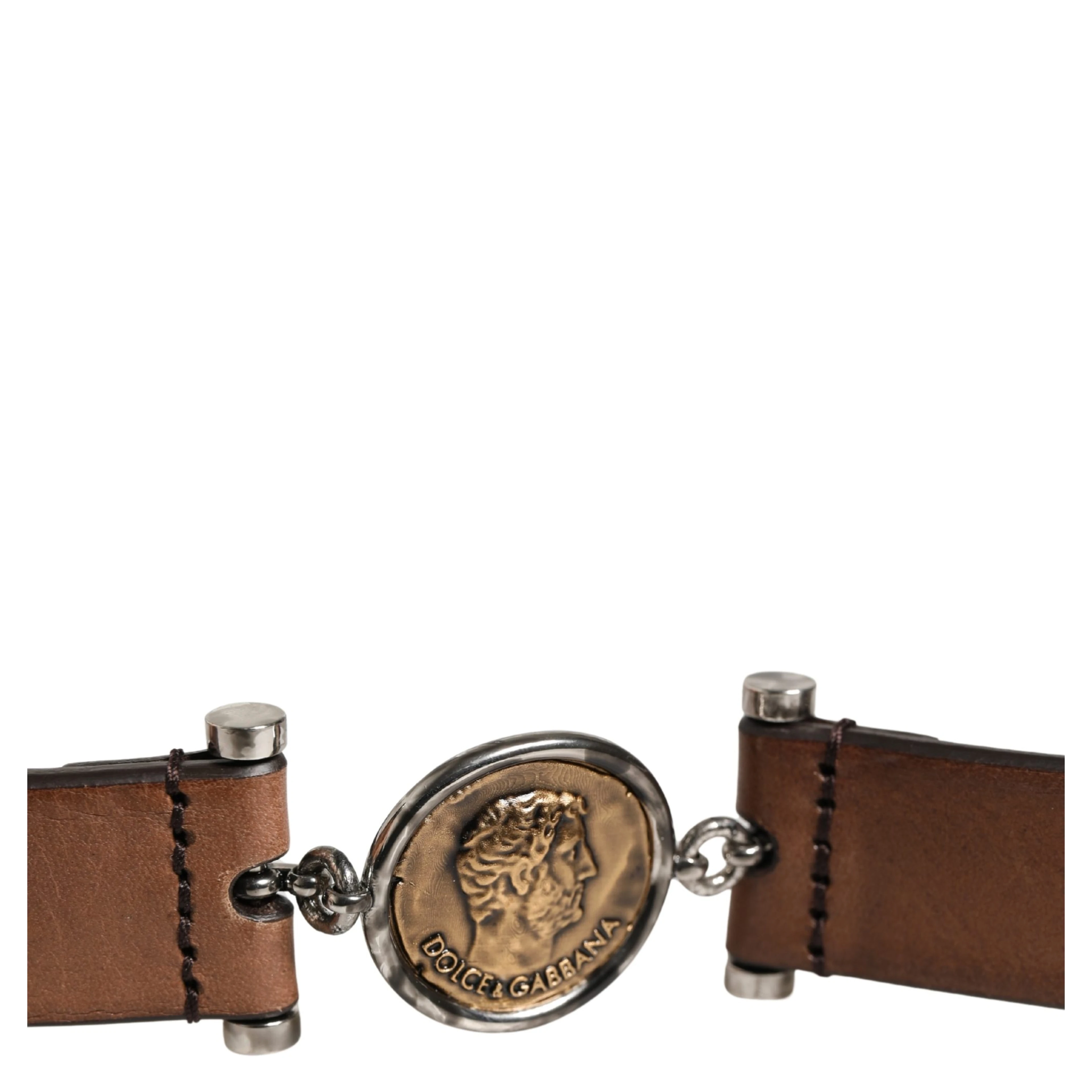 Men Brown Classic Leather Metal Buckle Belt