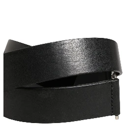 Men Black Classic Leather Metal Buckle Belt