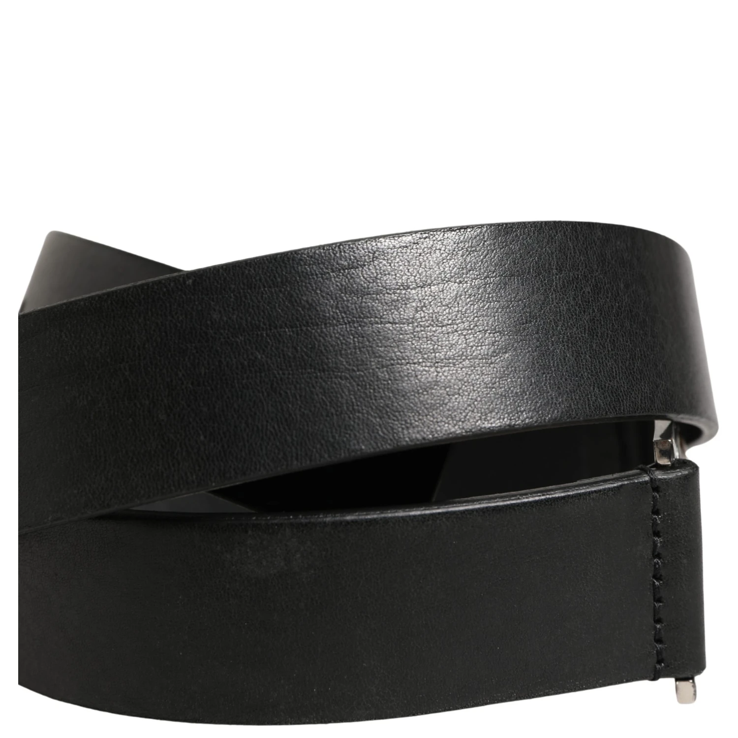 Men Black Classic Leather Metal Buckle Belt