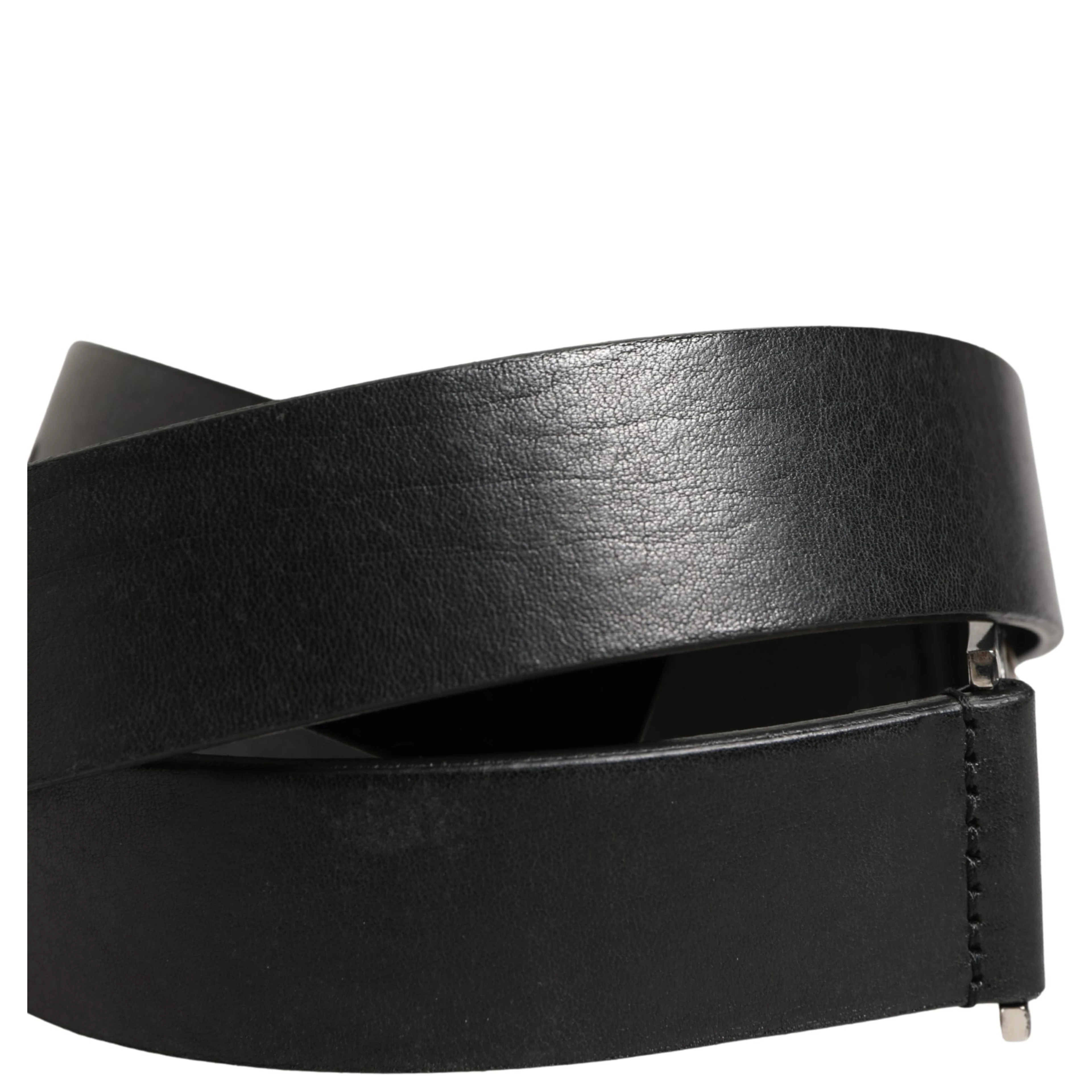 Men Black Classic Leather Metal Buckle Belt