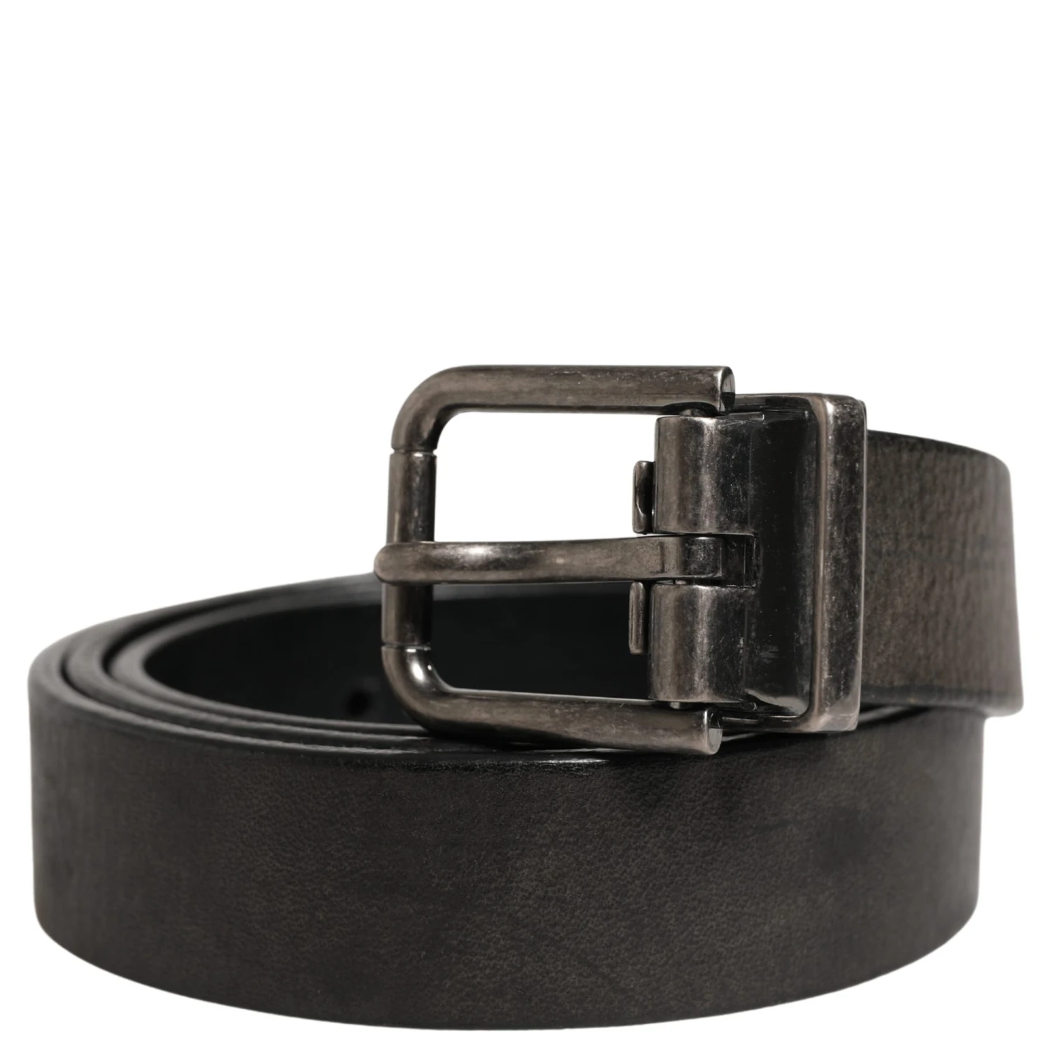 Men Black Classic Leather Metal Buckle Belt
