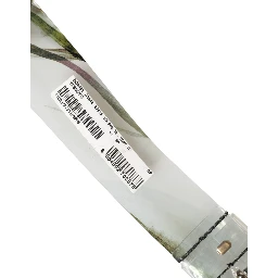 Men White Floral PVC Silver Metal Buckle Belt