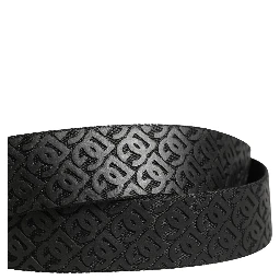 Men Black DG Logo Polyester Metal Buckle Belt