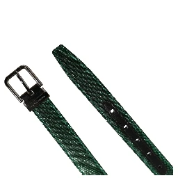 Men Green Lurex Polyester Metal Buckle Belt