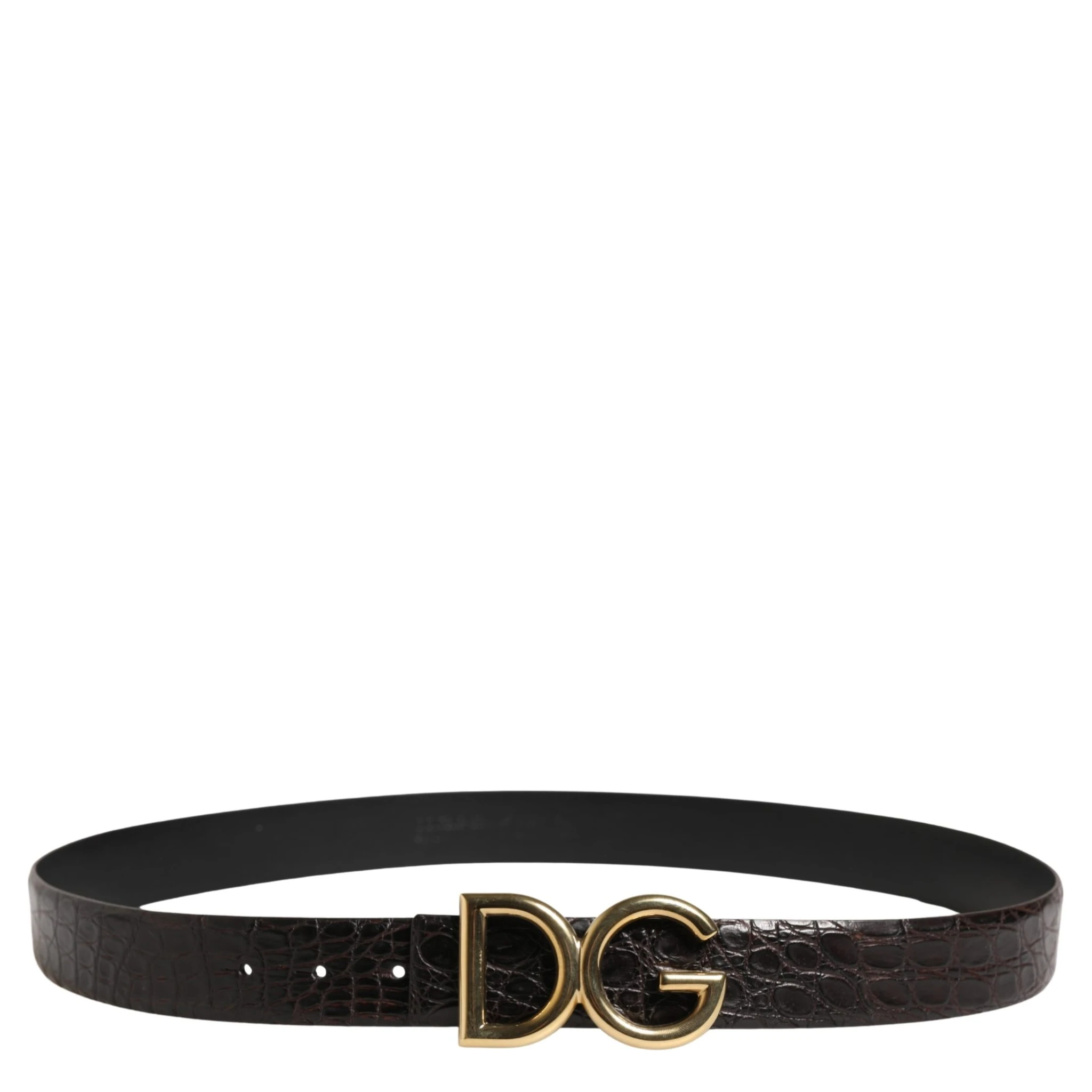 Men Black Exotic Leather Logo Buckle Belt