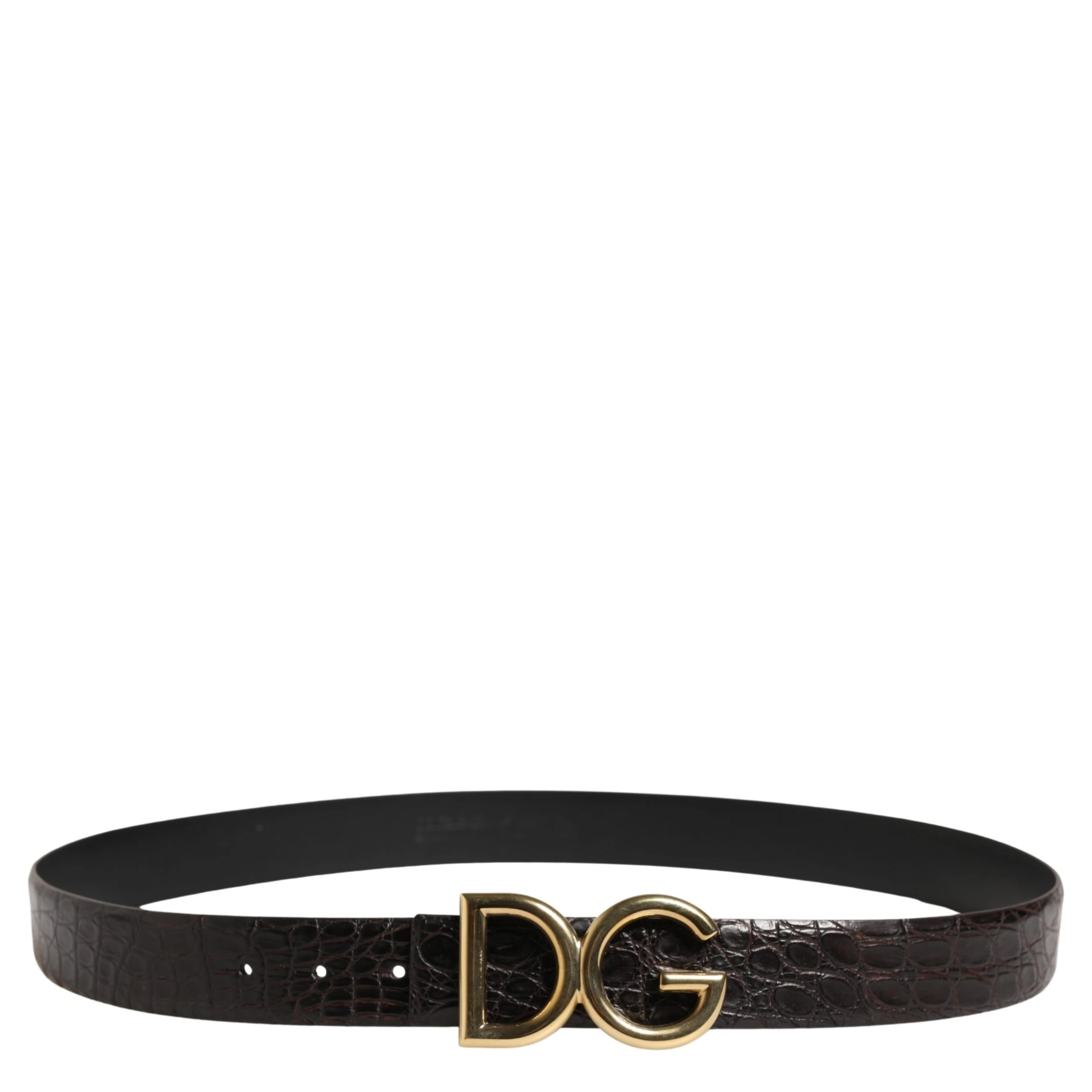 Men Black Exotic Leather Logo Buckle Belt