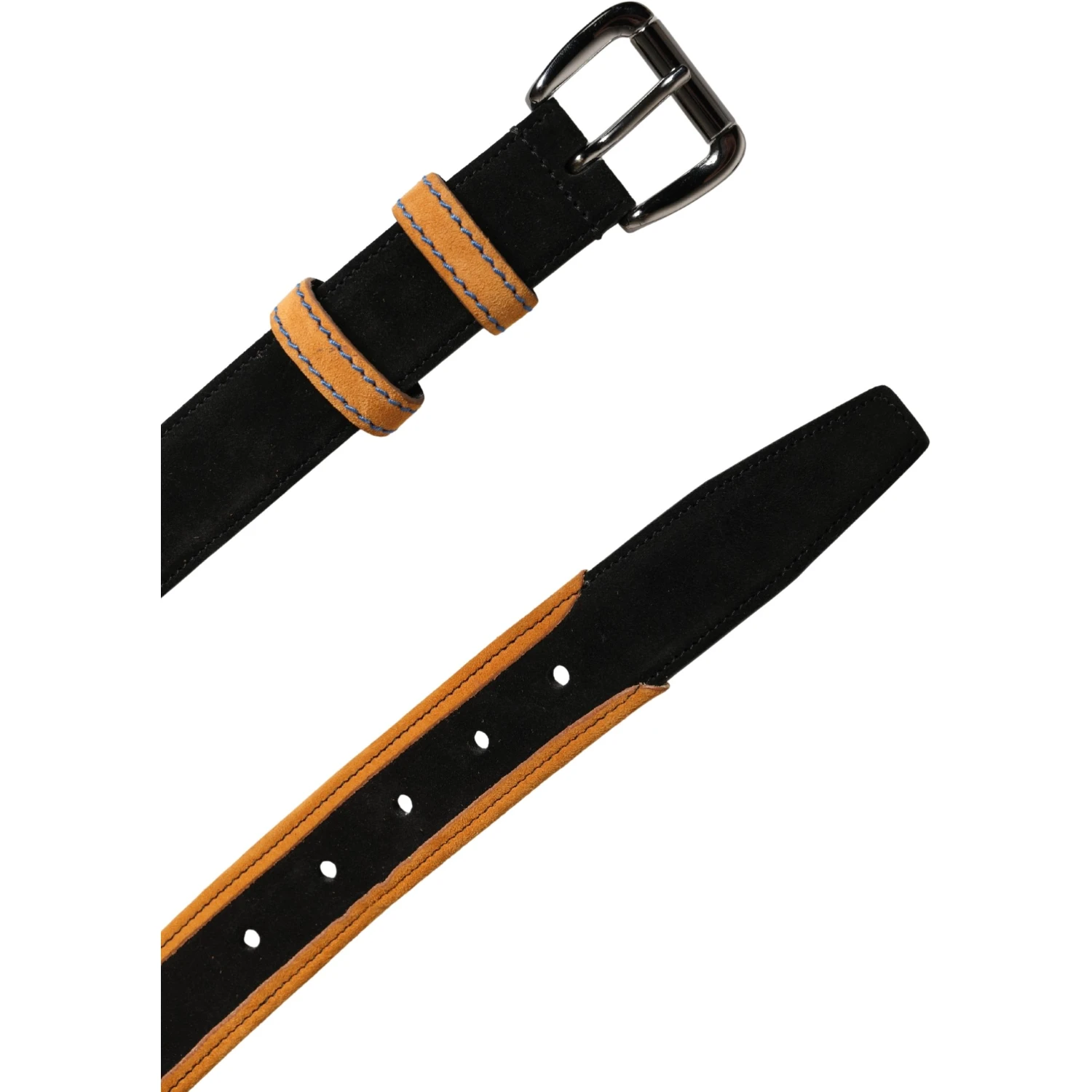 Men Black Orange Polyester Metal Buckle Belt