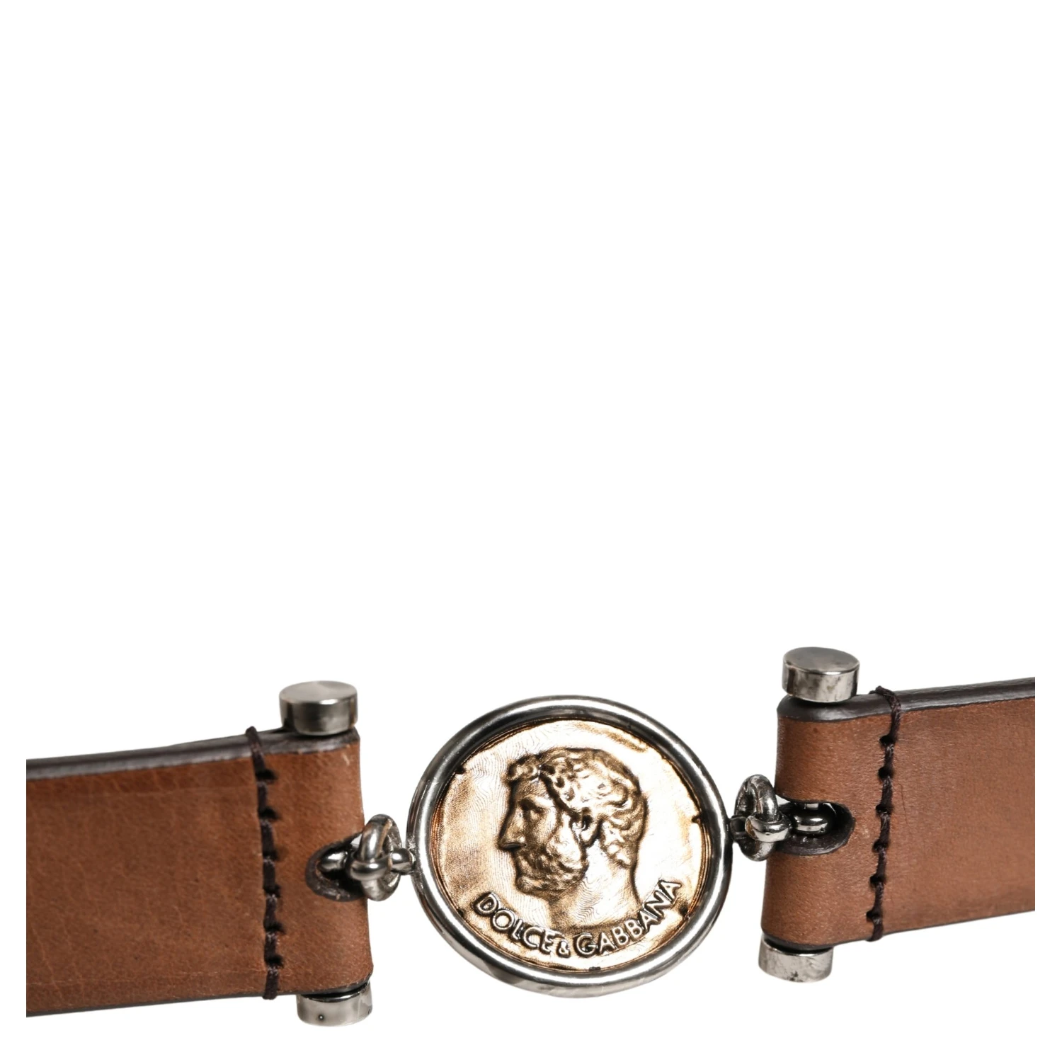Men Brown Classic Leather Metal Buckle Belt