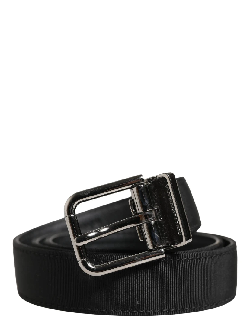 Men Black Viscose Leather Metal Buckle Belt