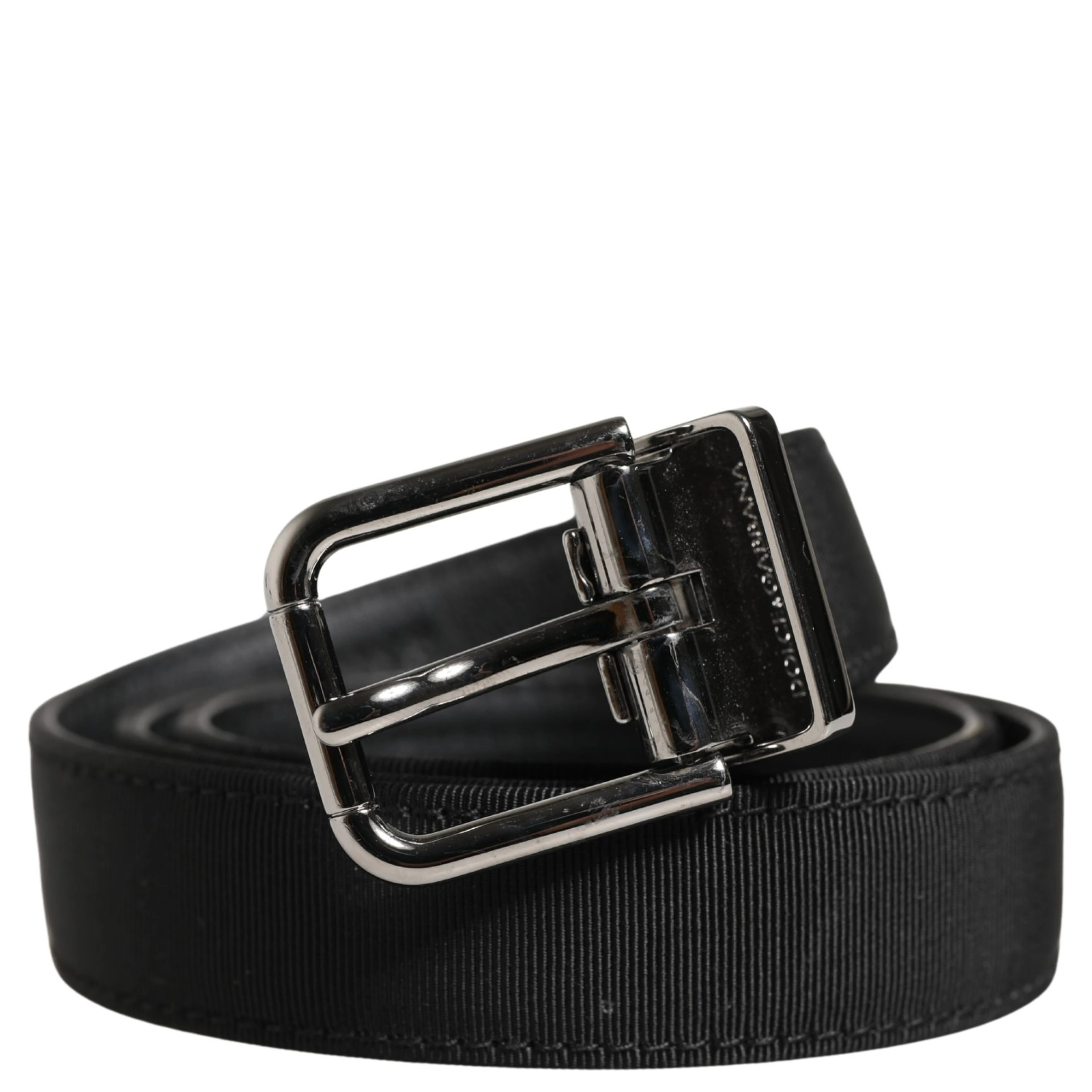Men Black Viscose Leather Metal Buckle Belt