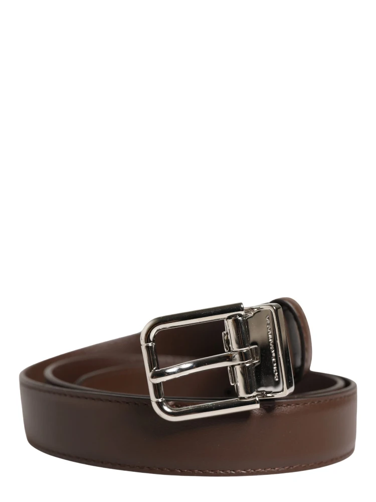 Belt Men Brown Classic Leather Metal Buckle Belt