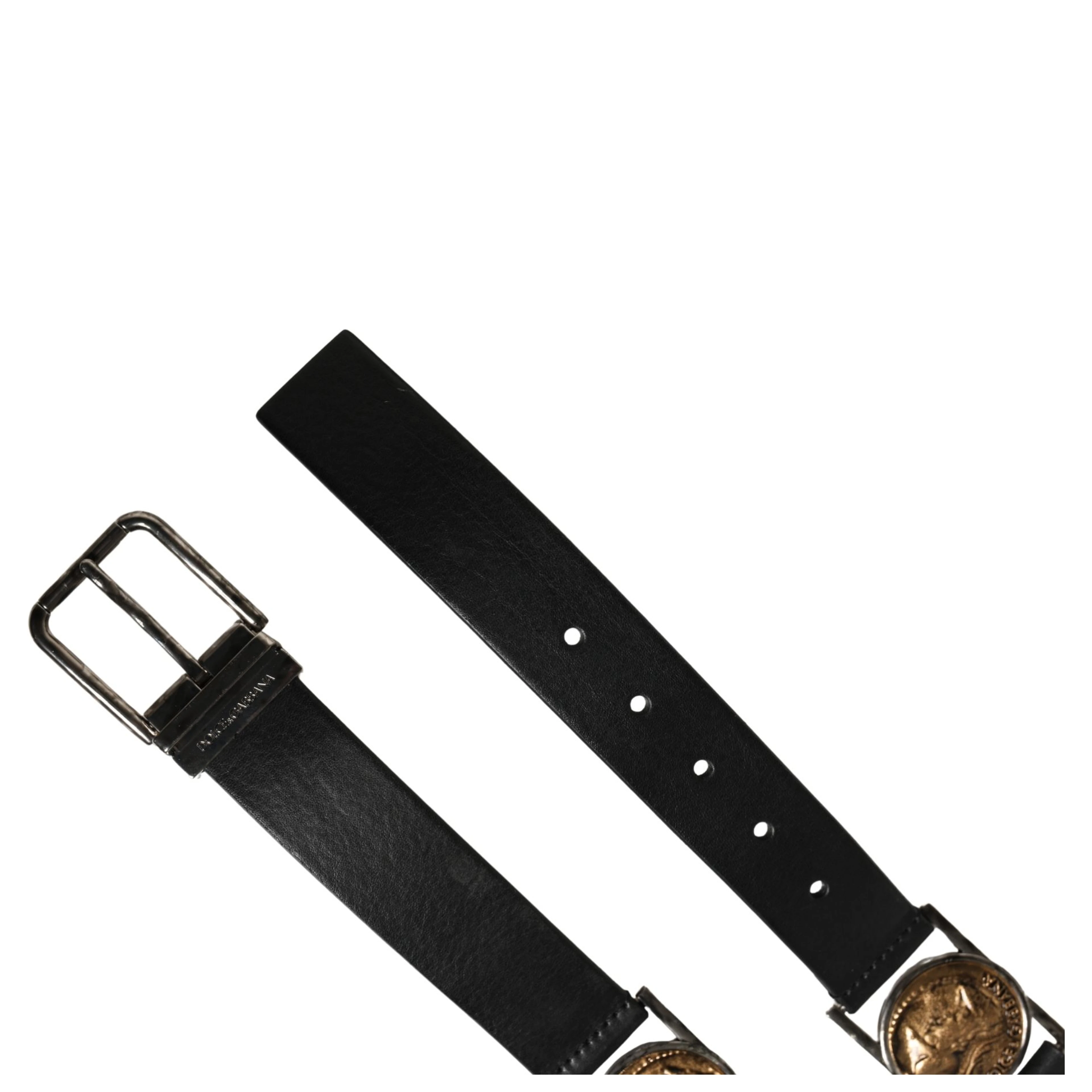 Men Black Classic Leather Metal Buckle Belt