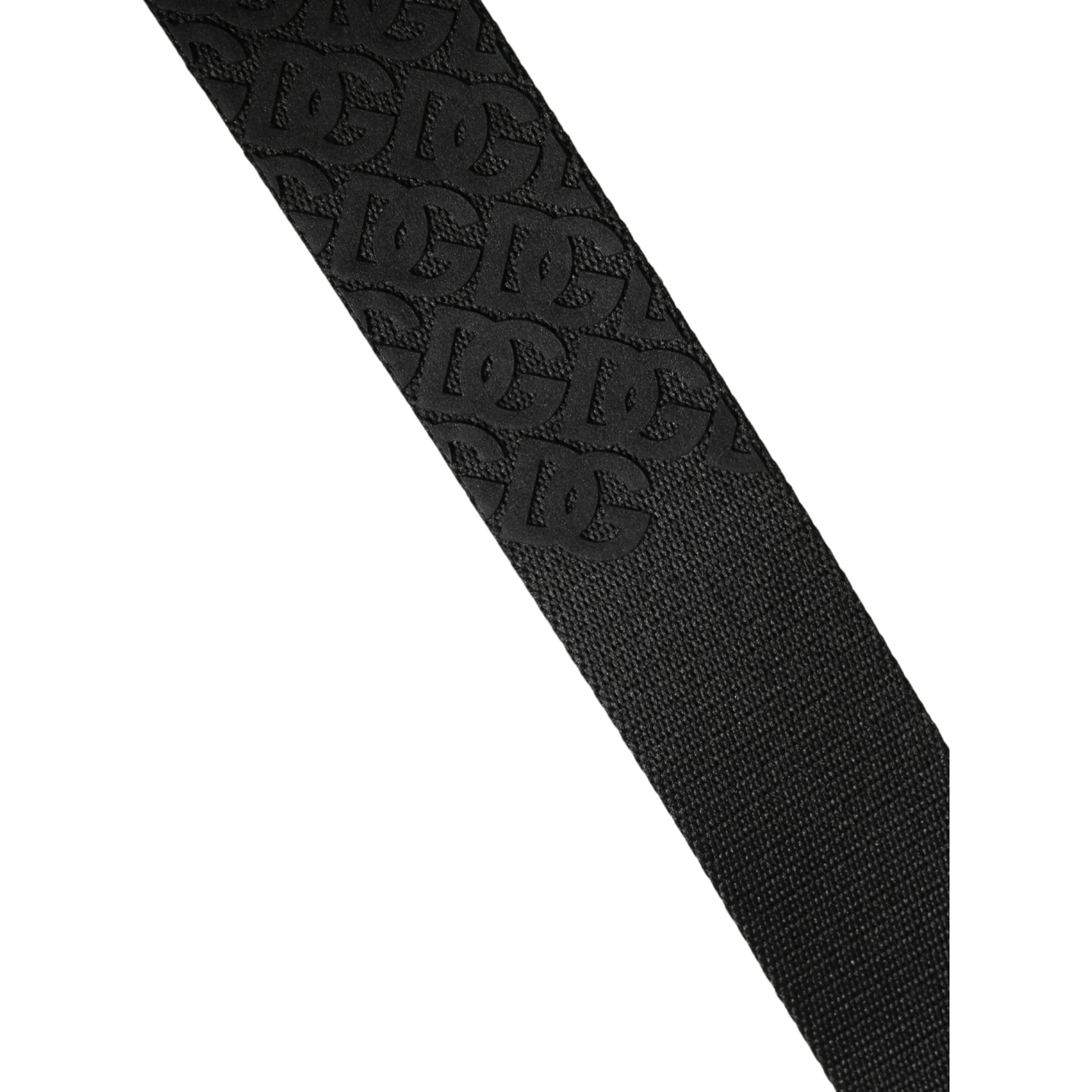 Men Black DG Logo Polyester Metal Buckle Belt