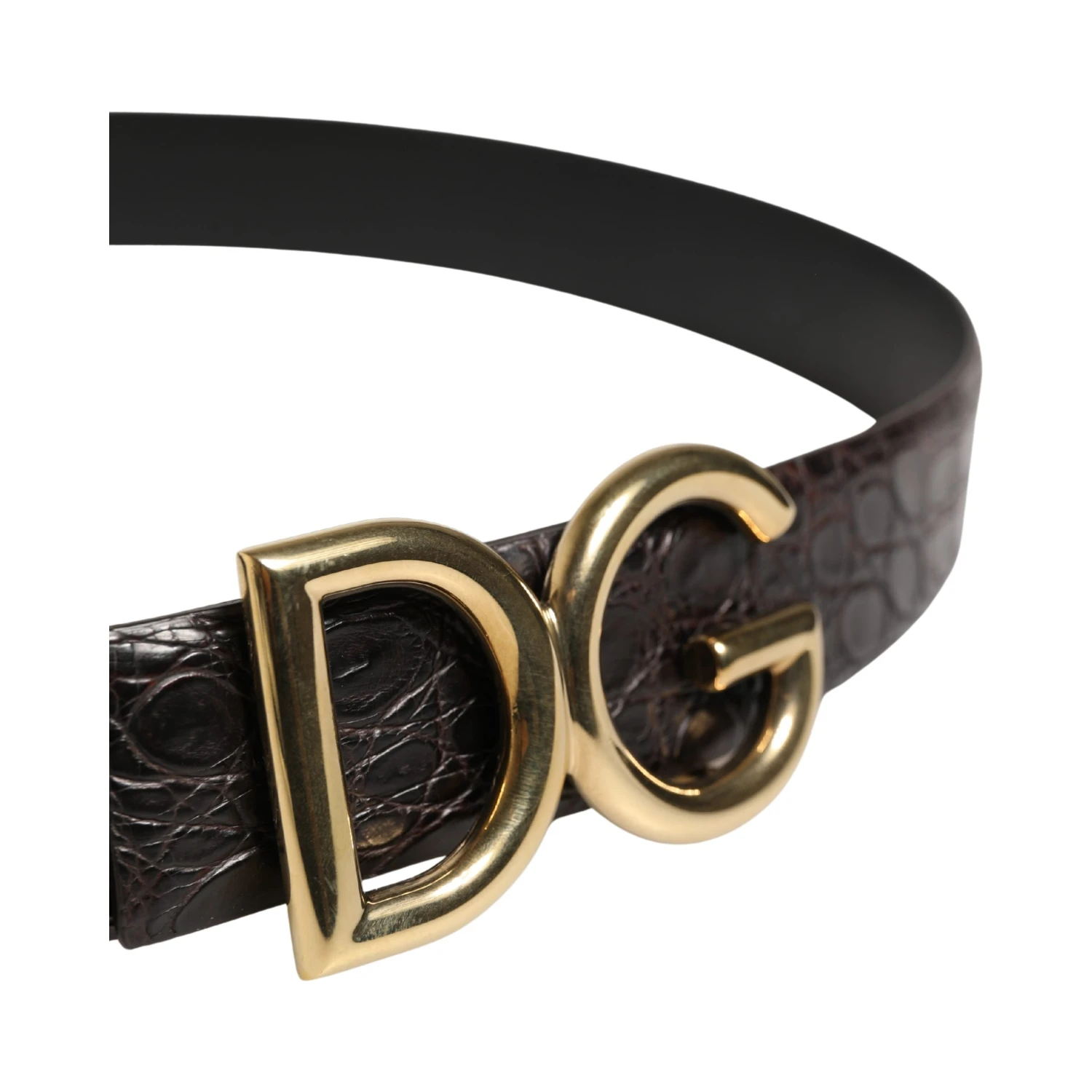 Men Black Exotic Leather Logo Buckle Belt