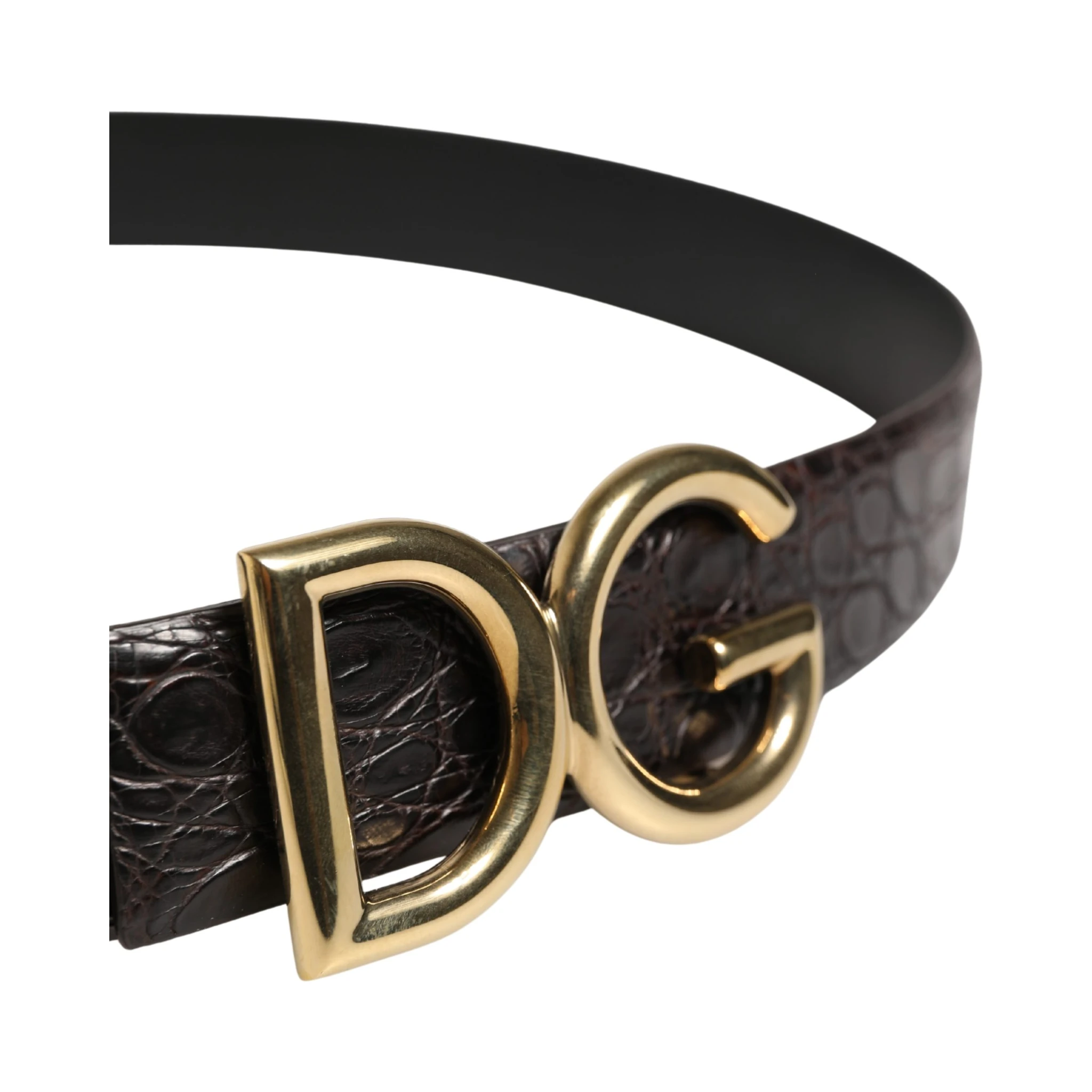 Men Black Exotic Leather Logo Buckle Belt