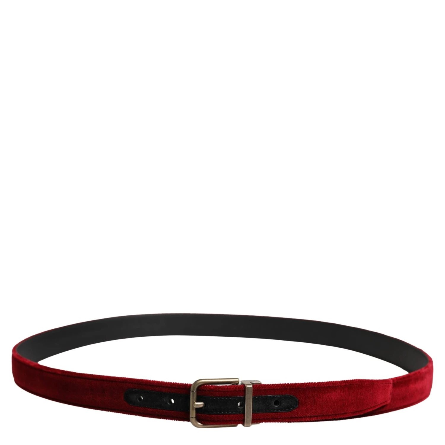 Men Burgundy Velvet Cotton Metal Buckle Belt