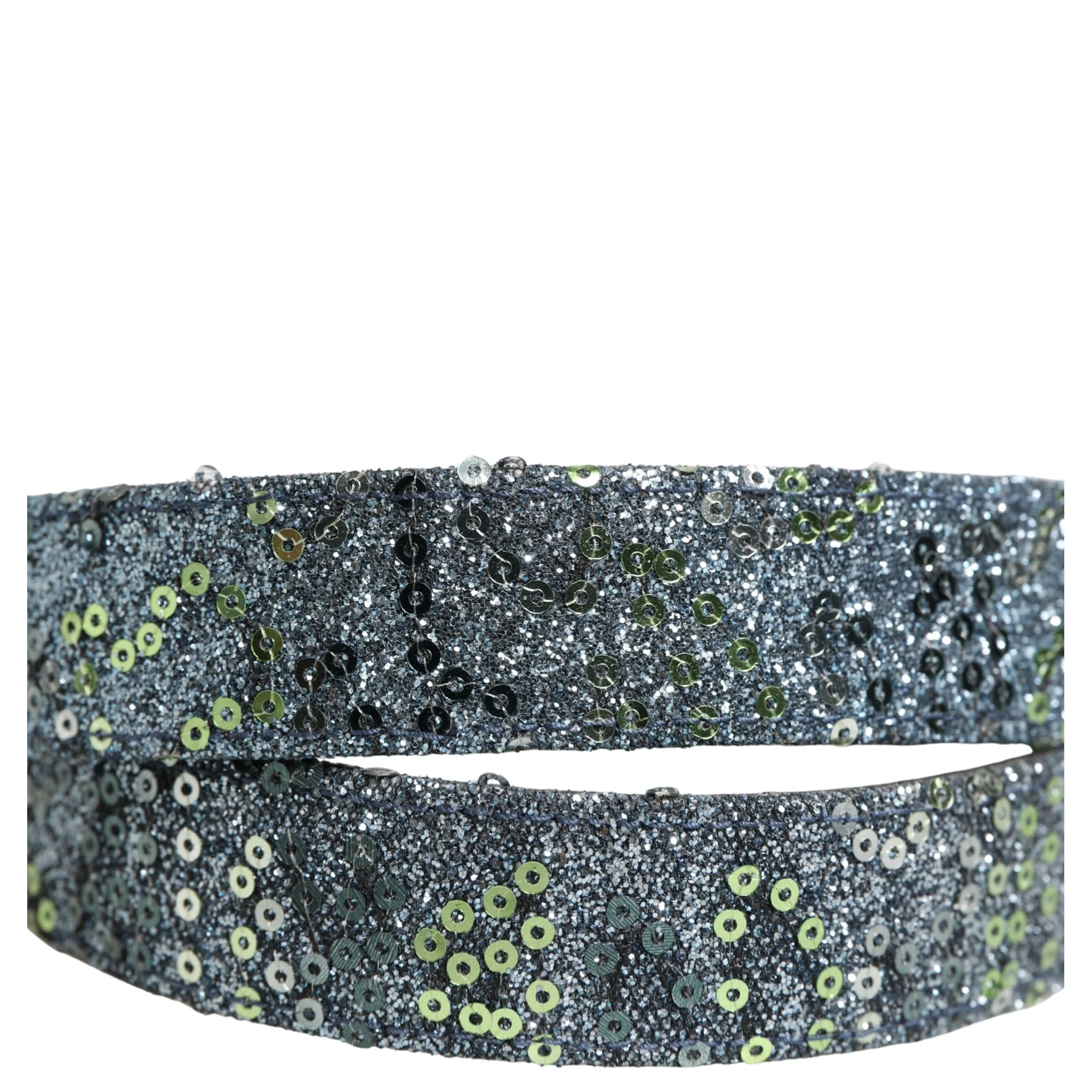 Men Multicolor Sequin Silver Metal Buckle Belt